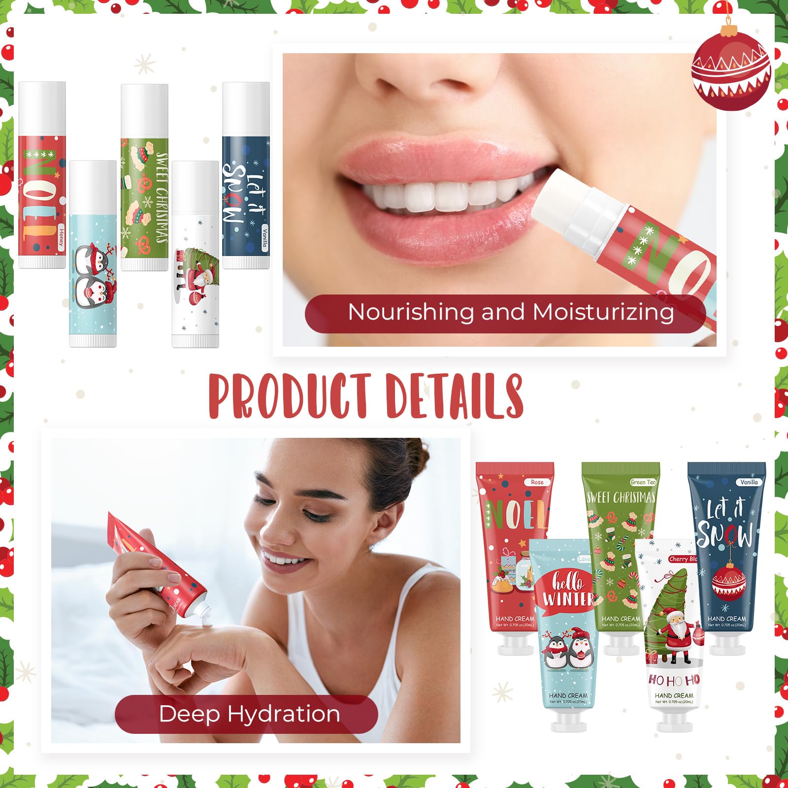 Heigble 50-Piece Christmas Hand Cream & Lip Balm Gift Set – Travel Size