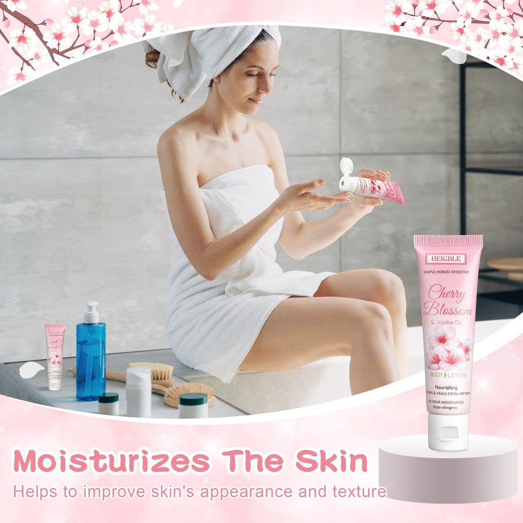 Heigble 100 Pack Travel Size Cherry Blossom & Jojoba Lotion – 1 oz