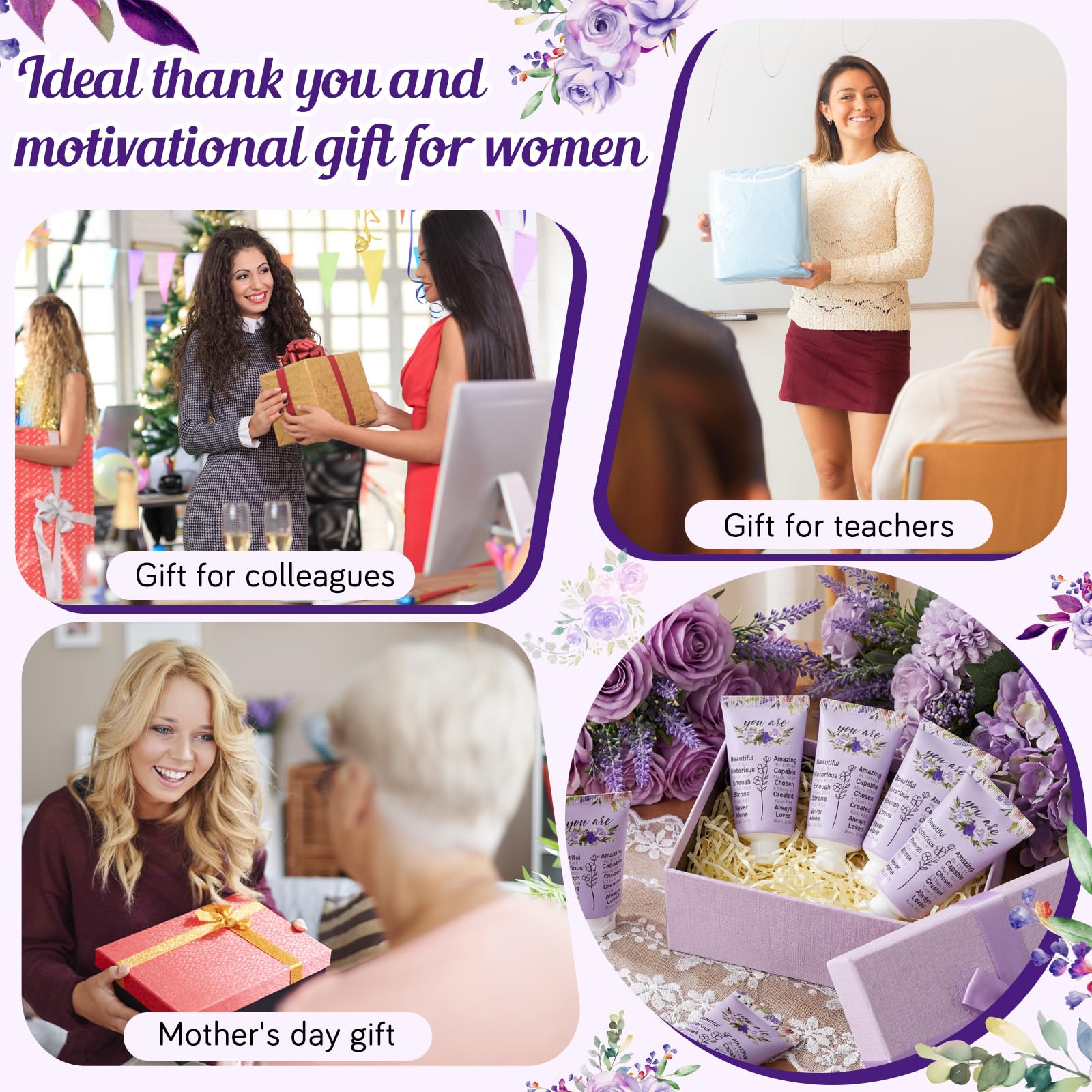 Heigble 50-Pack Valentine Christian Hand Cream Gift Set – Purple Flower Bible Design