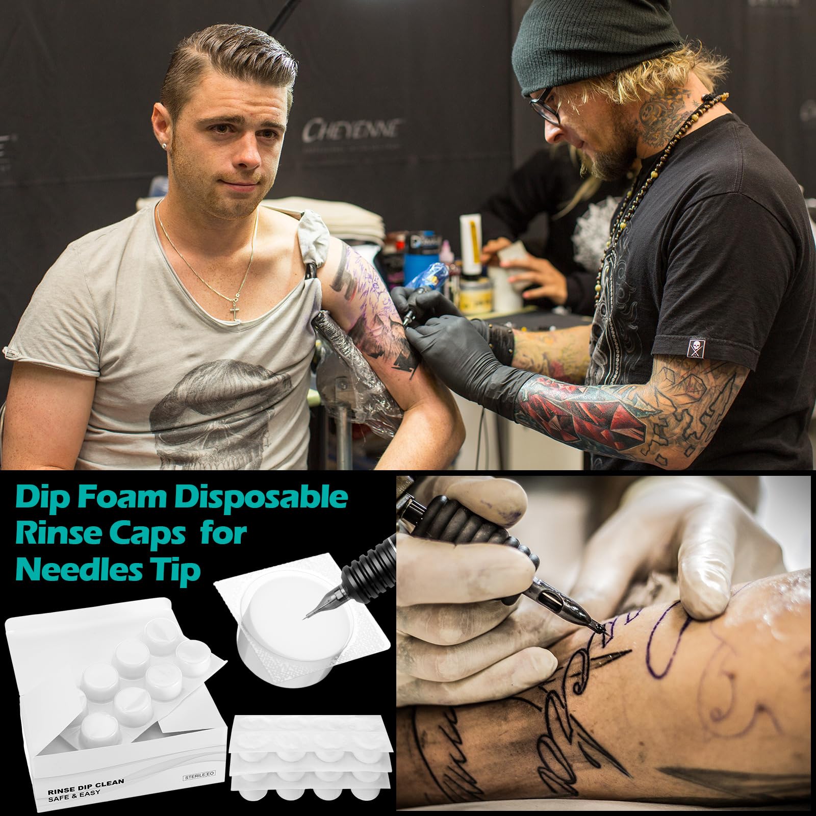 Heigble 72 Pcs Dip Foam Rinse Caps | Disposable Cups for Tattoo Cleaning