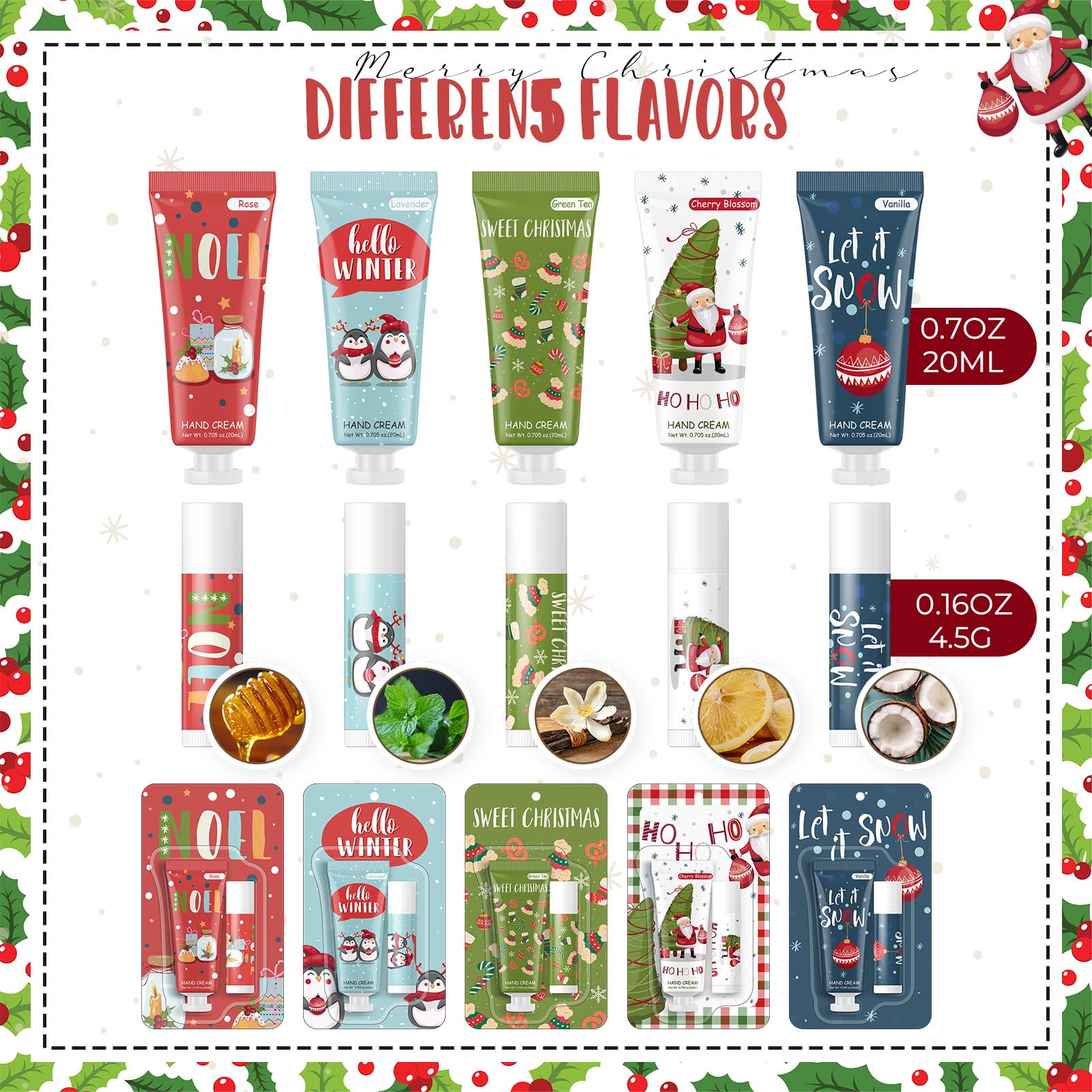 Heigble 50-Piece Christmas Hand Cream & Lip Balm Gift Set – Travel Size