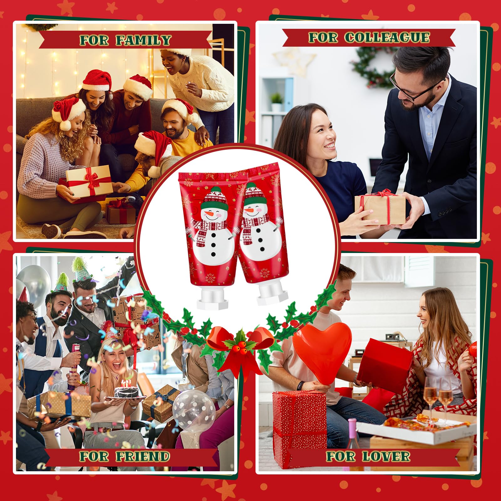 Heigble Holiday Hand Cream Set — 30 Travel-Size Moisturizers for Dry Skin (Snowman Gift)