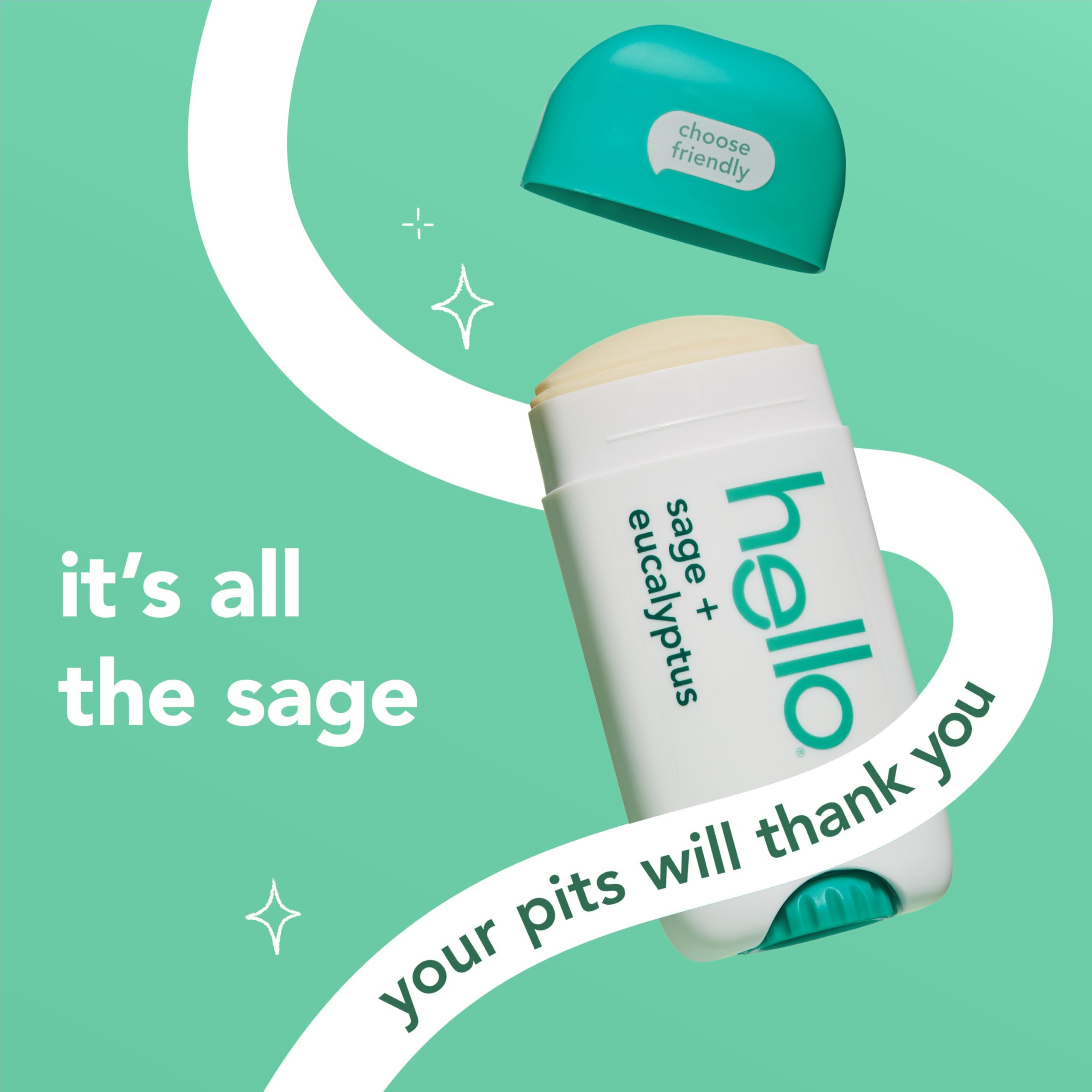 Hello Sage and Eucalyptus Aluminum Free Deodorant - 2 Pack | 24-Hour Freshness, Shea Butter, Vegan