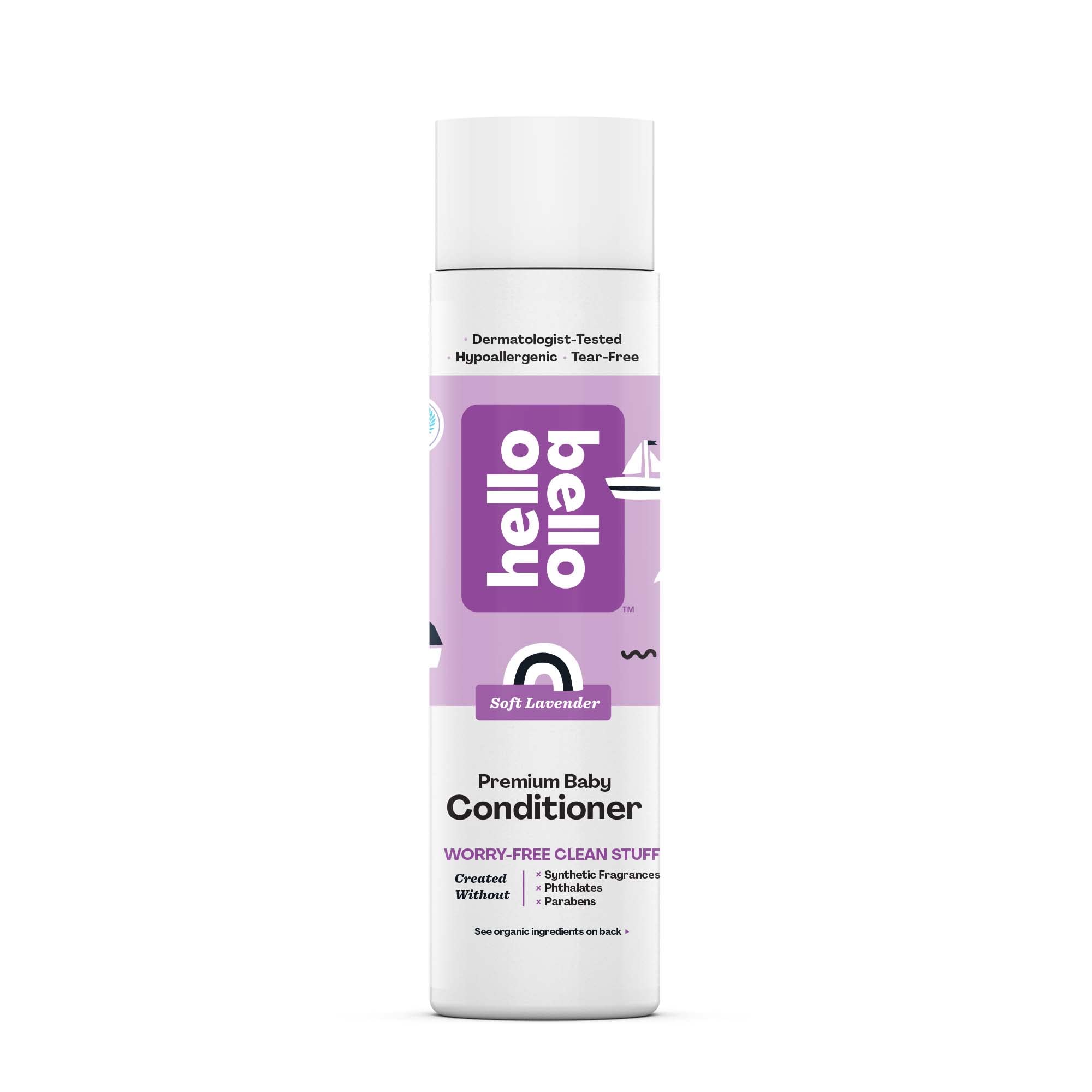 Hello Bello Soft Lavender Conditioner | Hypoallergenic, pH-Balanced & Dermatologist-Tested, Plant-Based Formula for Babies & Kids | 10 fl oz