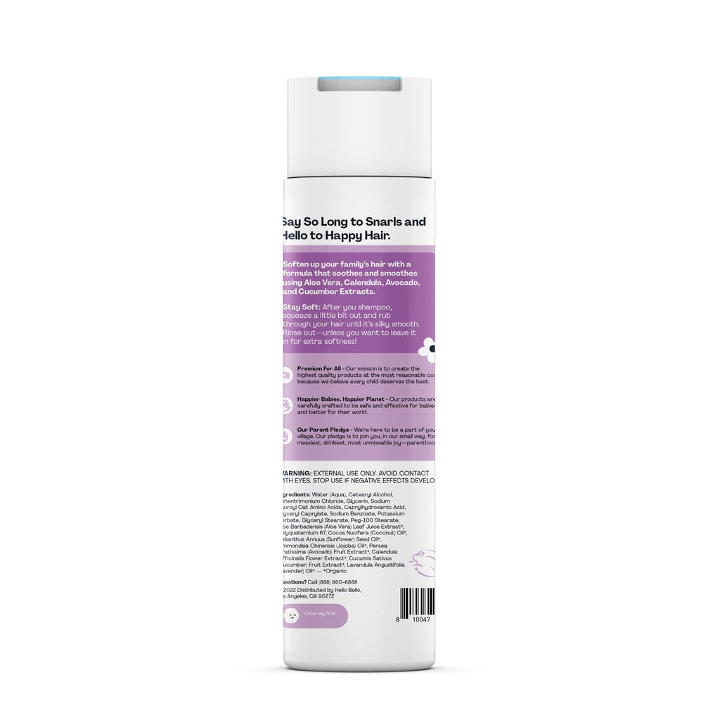 Hello Bello Soft Lavender Conditioner | Hypoallergenic, pH-Balanced & Dermatologist-Tested, Plant-Based Formula for Babies & Kids | 10 fl oz