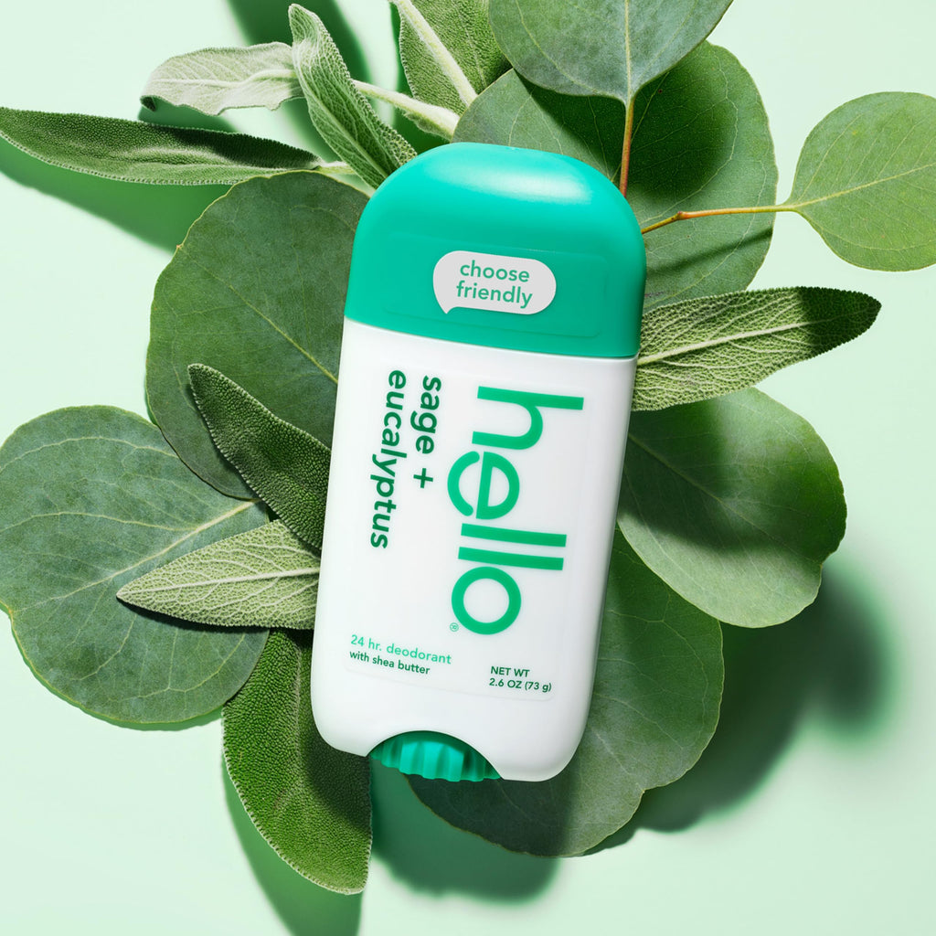 Hello Sage and Eucalyptus Aluminum Free Deodorant - 2 Pack | 24-Hour Freshness, Shea Butter, Vegan