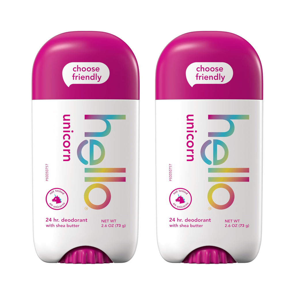 hello Unicorn Aluminum Free Deodorant for Women, Girls, Safe for Kids, Dermatologically tested, Natural Fragrance, 2 Pack