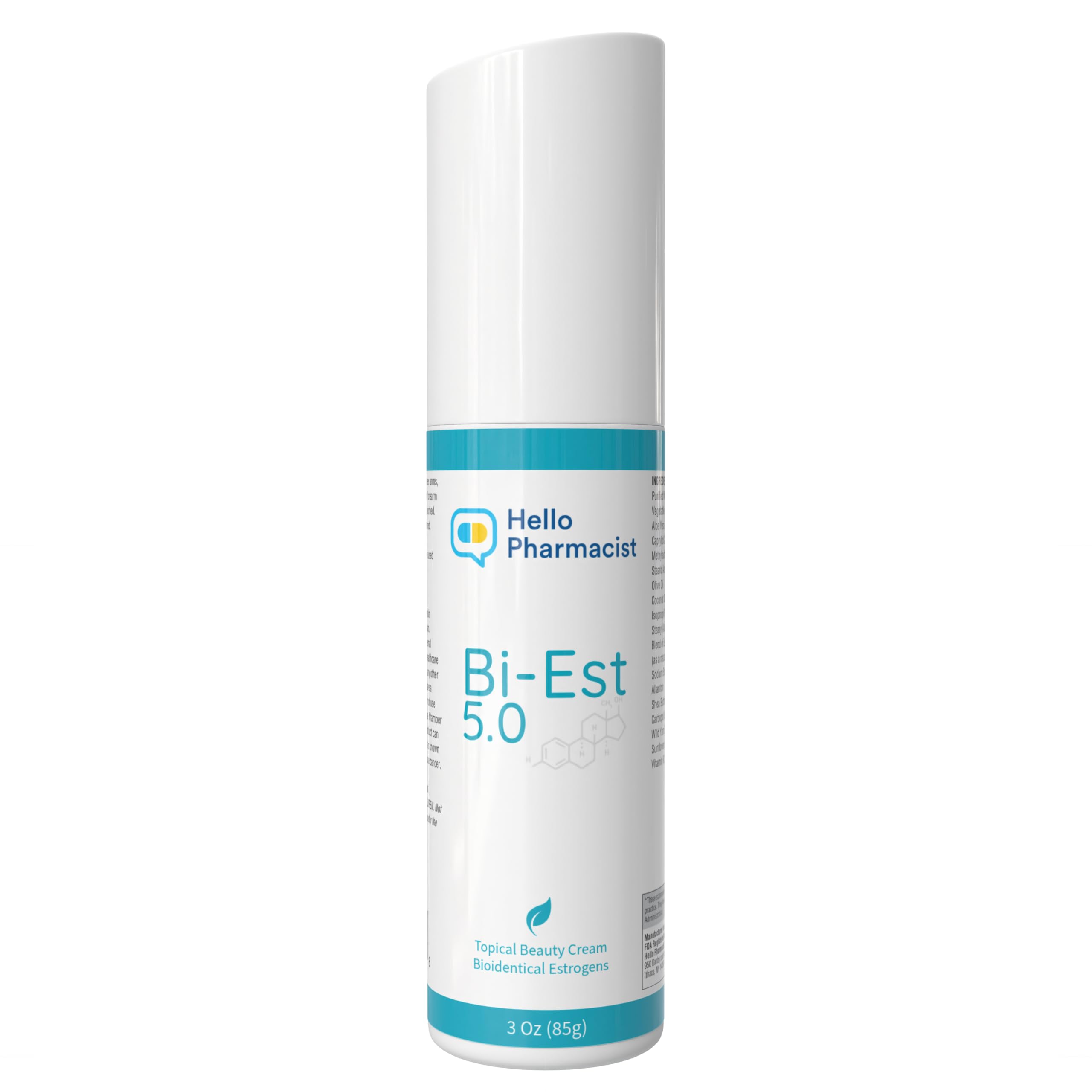 HelloPharmacist BiEST 5 BioIdentical Beauty Cream – Smoother Formula with Hyaluronic Acid – 3 oz – Made in USA