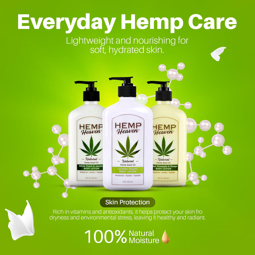 Hemp Heaven Lotion Lavender Dreams – Paraben-Free, 18 oz, Made in USA, EWG Verified