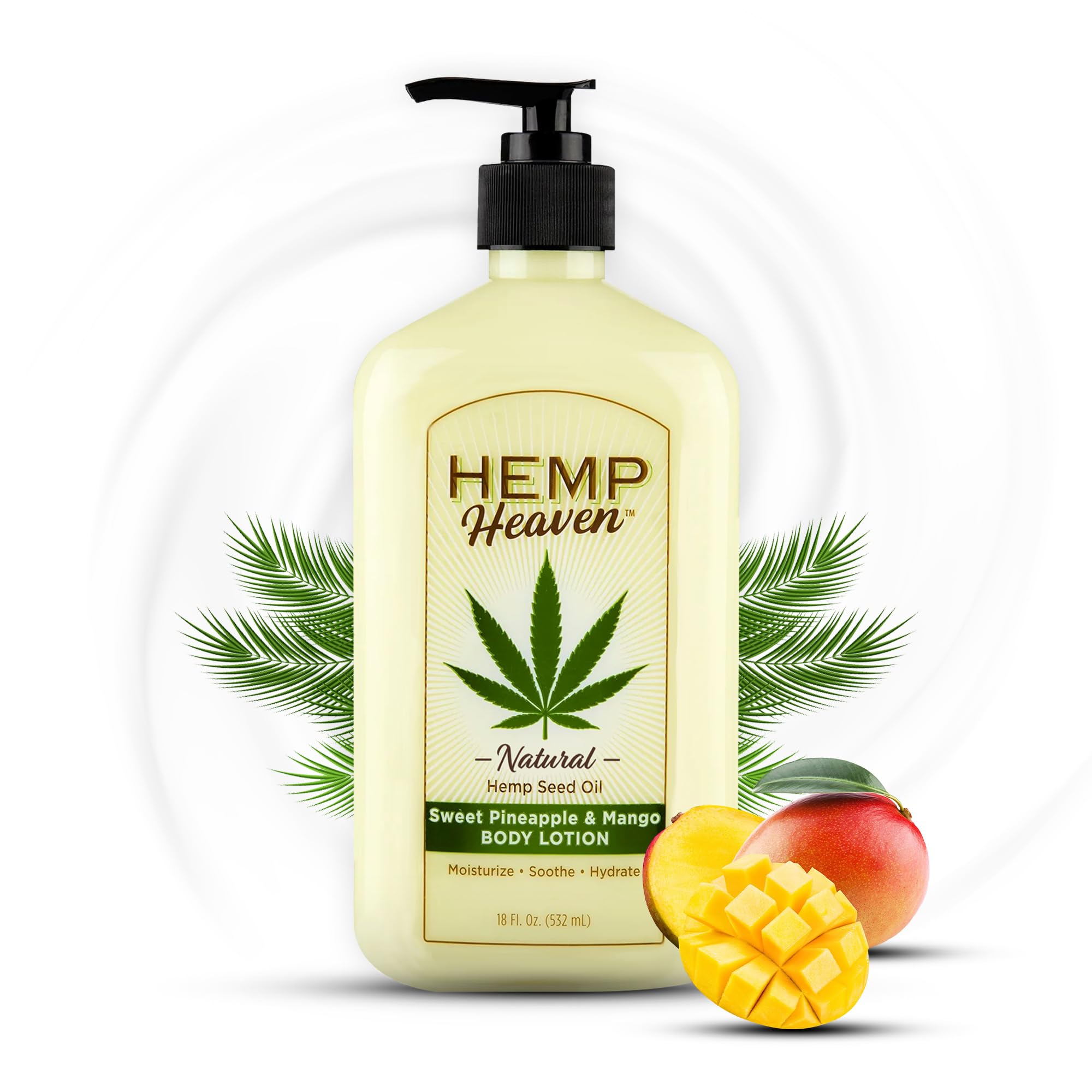 Hemp Heaven Hemp Lotion - Pineapple & Mango Scent, 18 oz | Paraben-Free, Made in USA, EWG Verified, Anti-Aging