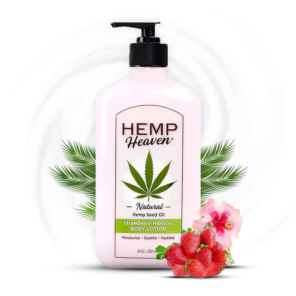 Hemp Heaven Hemp Lotion – Strawberry Dream with Strawberry Hibiscus Scent | Anti-Aging, Paraben-Free, 18 oz, Made in USA, EWG Verified