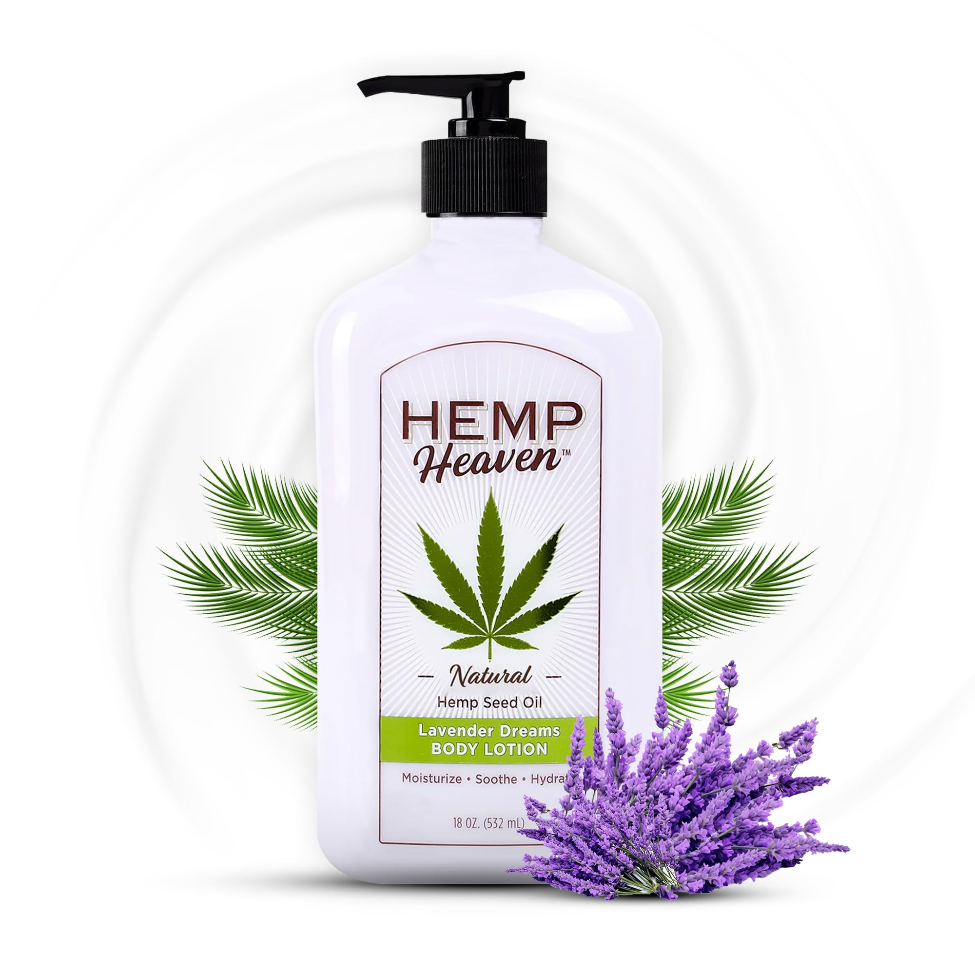 Hemp Heaven Lotion Lavender Dreams – Paraben-Free, 18 oz, Made in USA, EWG Verified