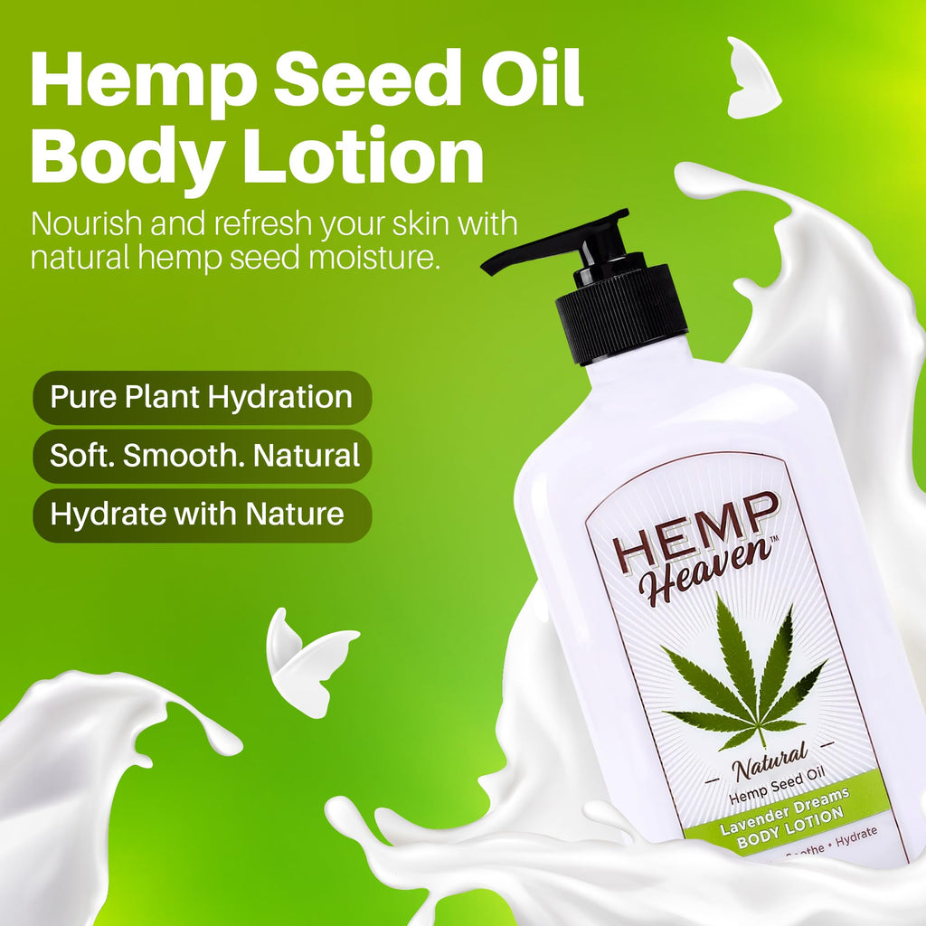 Hemp Heaven Lotion Lavender Dreams – Paraben-Free, 18 oz, Made in USA, EWG Verified