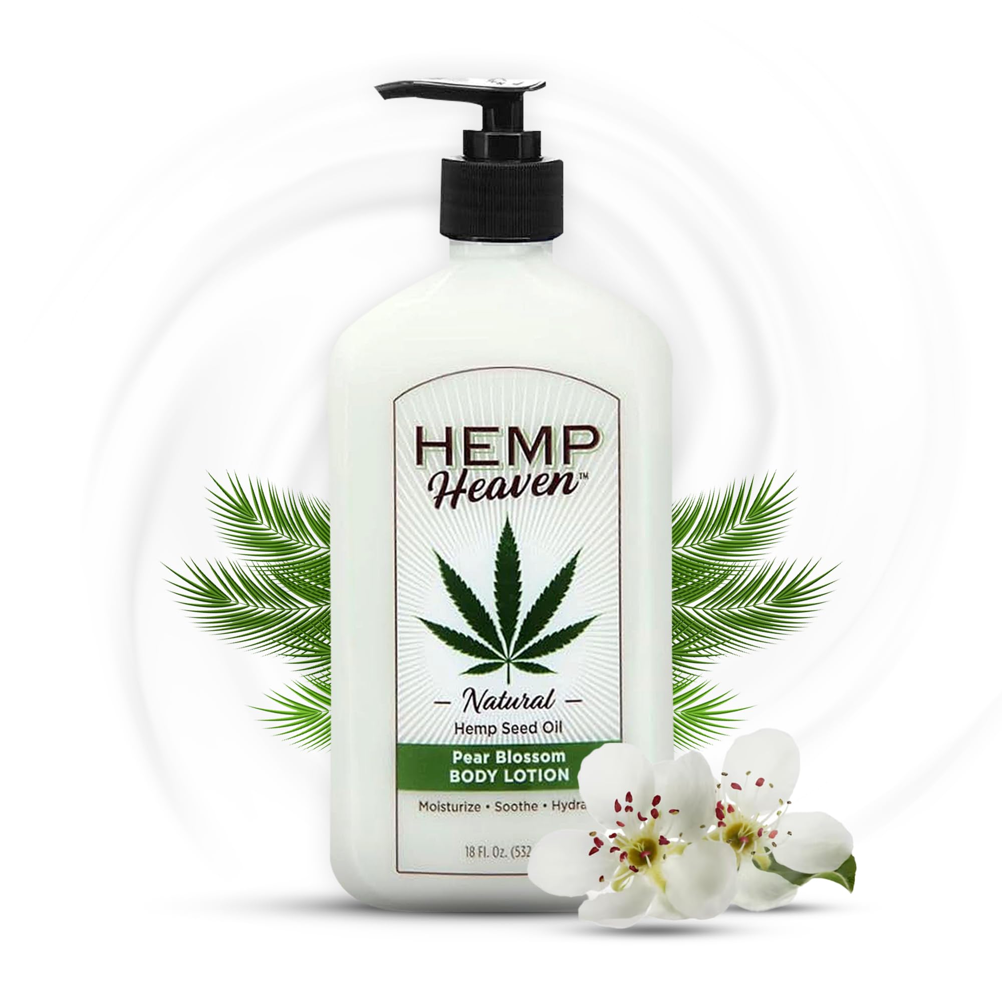Hemp Heaven Hemp Lotion - Pear Blossom Scent | Natural Hemp Seed Oil, Paraben-Free, 18 oz, Made in USA, EWG Verified