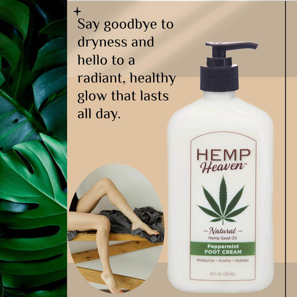 Hemp Heaven Hemp Foot Cream – Tea Tree Scent, 18 oz, Paraben-Free, EWG Verified, Made in USA