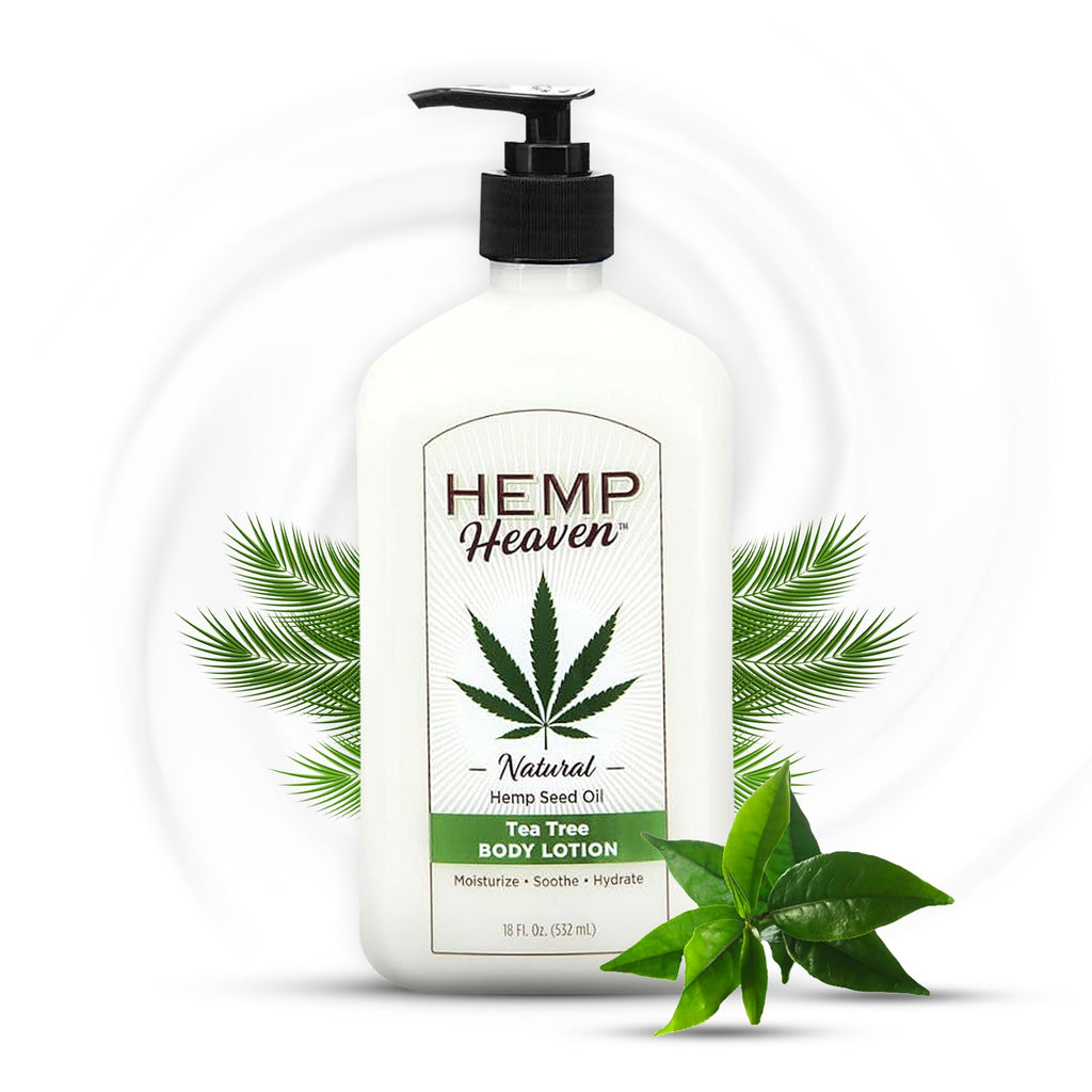 Hemp Heaven Hemp Lotion - Tea Tree Scent, 18 oz, Paraben-Free, Made in USA, EWG Verified, Anti-Aging