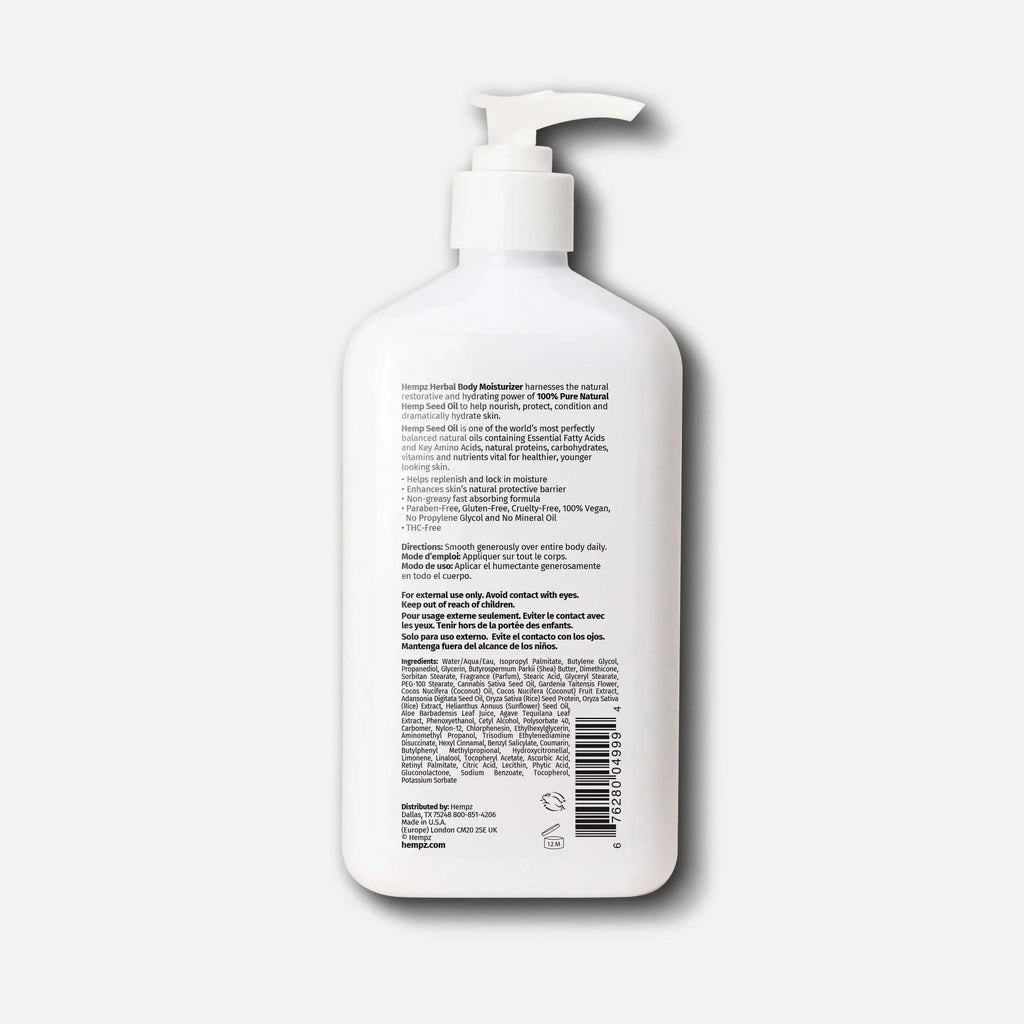 Hempz Body Lotion Moisturizer – White Gardenia & Coconut Palm, 17 oz