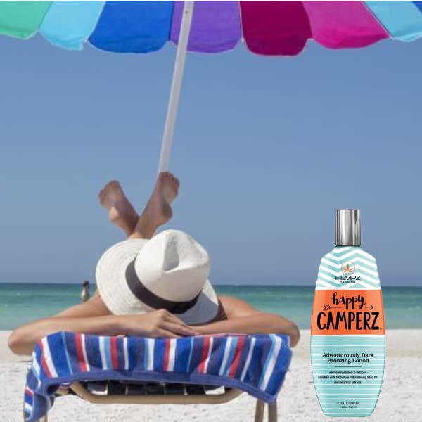 HEMPZ Happy Camperz Natural Bronzer – Hydrating Self-Tanning Lotion for Beach, Sun & Tanning Beds