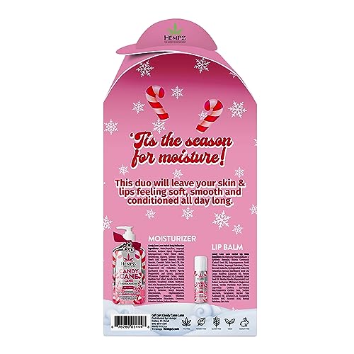 Hempz Holiday Gift Set: Candy Cane Lane Moisturizer (17 oz) + Lip Balm (0.44 oz)