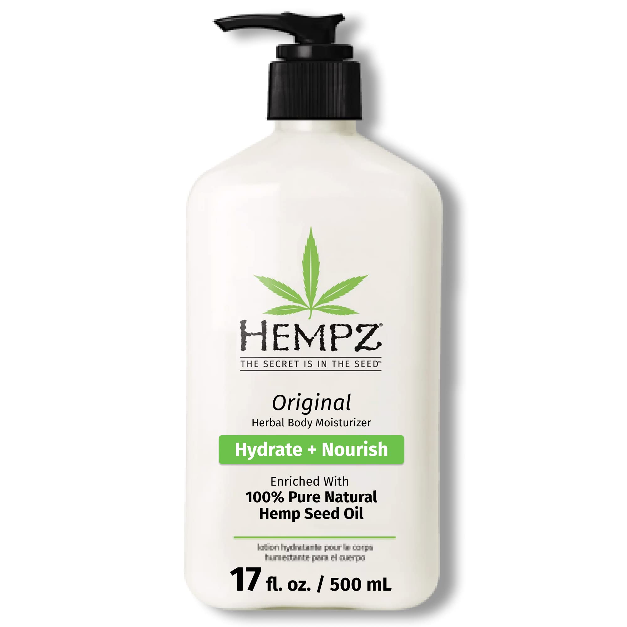 Hempz Original Hemp Seed Oil Body Moisturizer with Shea Butter & Ginseng – 17 oz | Vegan, Paraben-Free, Cruelty-Free