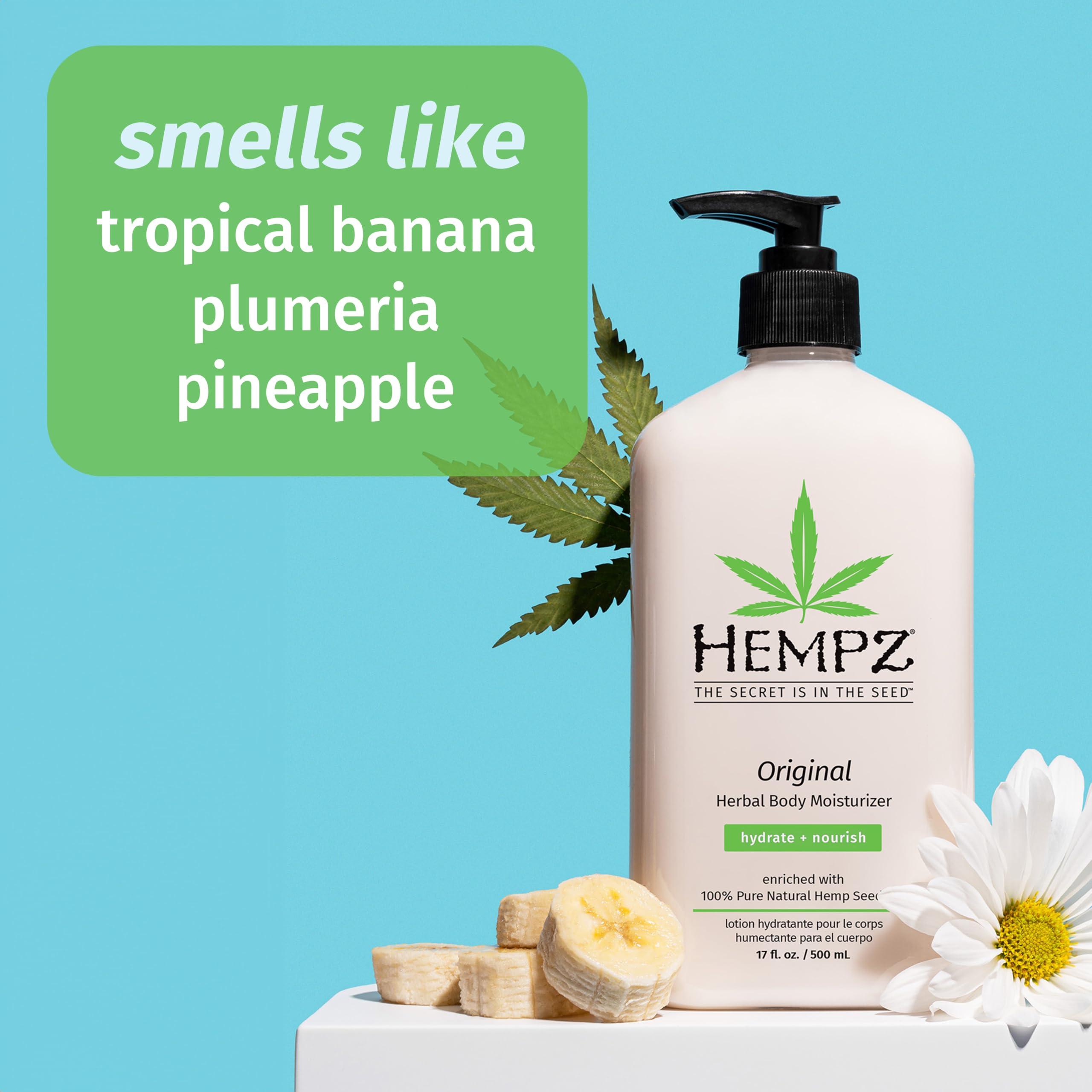 Hempz Original Hemp Seed Oil Body Moisturizer with Shea Butter & Ginseng - 17 Fl Oz, 2 Pack