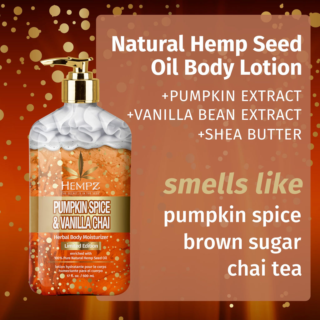 Hempz Limited Edition Pumpkin Spice & Vanilla Chai Body Lotion 17oz – Hydrating Fall Scent