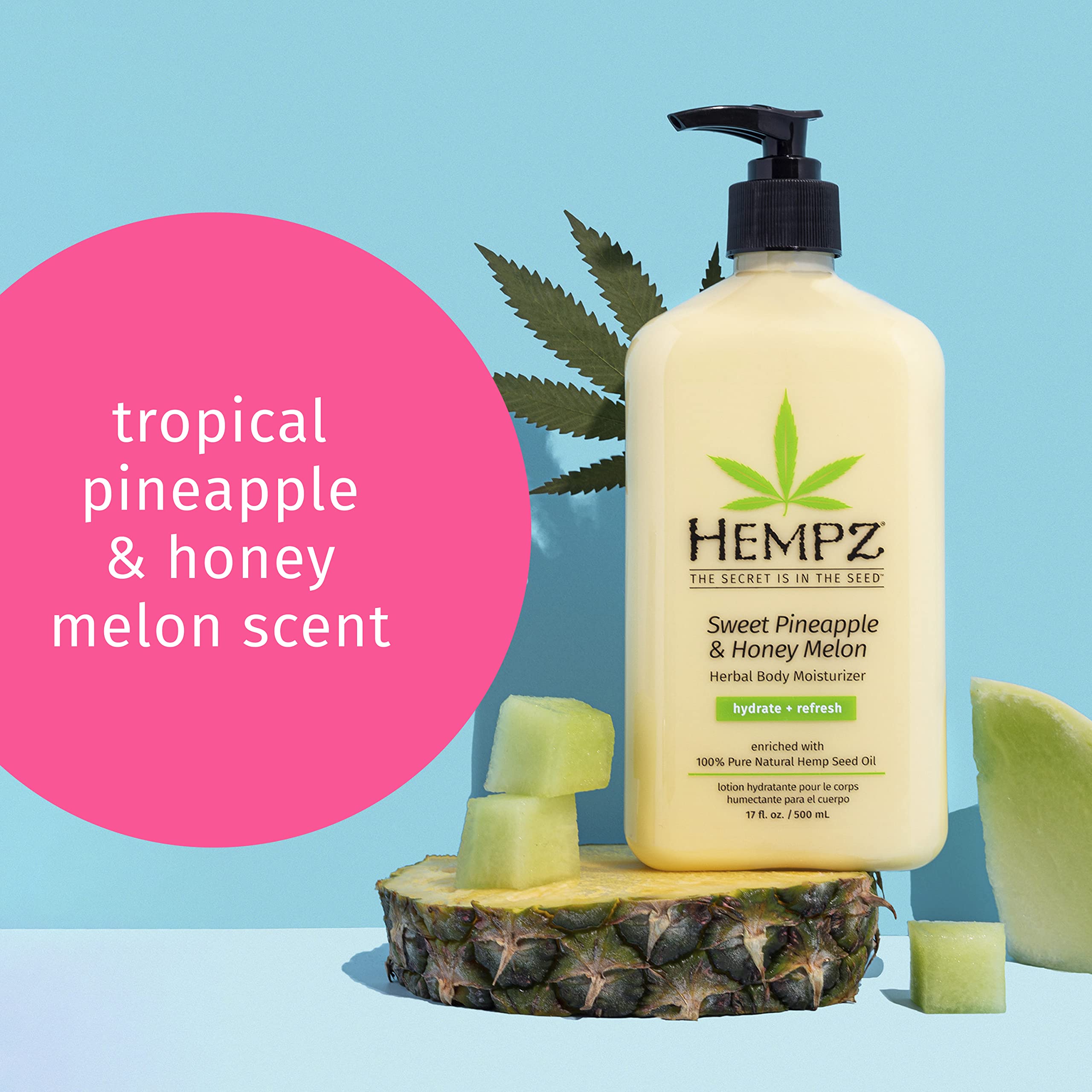Hempz Body Lotion 2-Pack – Sweet Pineapple & Honey Melon + Coconut & Watermelon, 17 oz