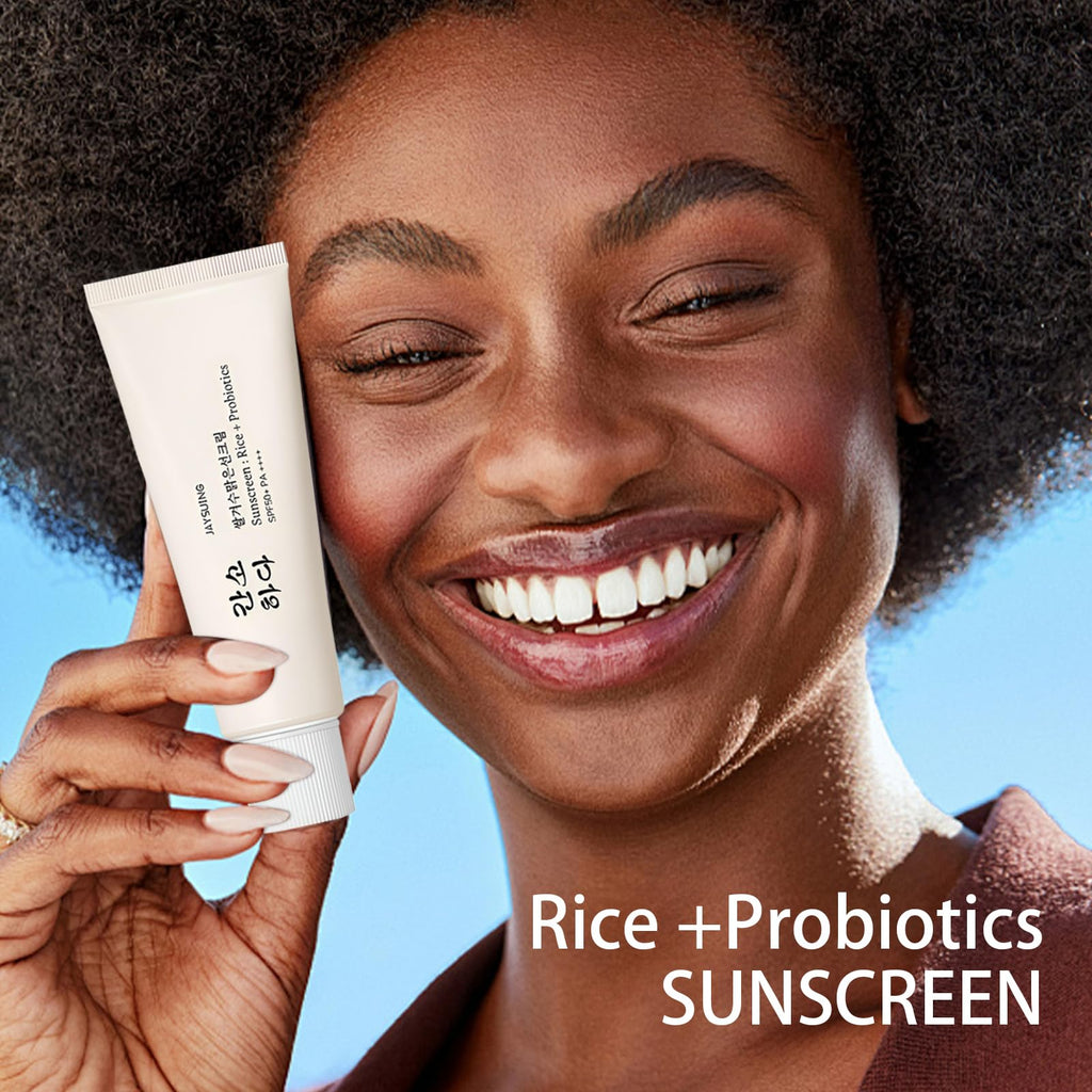 HENGRUNXIN Relief Sun Organic Sunscreen SPF50+ PA++++ – Rice & Probiotics Korean Skin Care (2PCS)