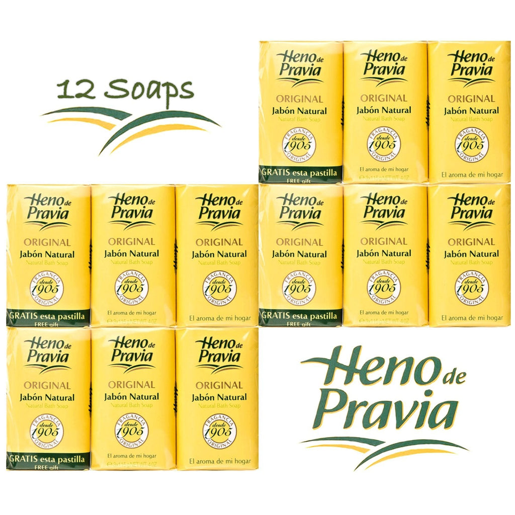 Heno de Pravia: 4 Sets of 2 Soaps + Free 4 oz Pack (12 Soaps)