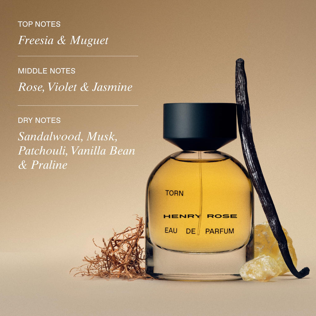 Henry Rose Torn – Unisex Vanilla Perfume with Freesia, Rose & Jasmine | EWG Verified, Cruelty-Free, 1.7 fl oz