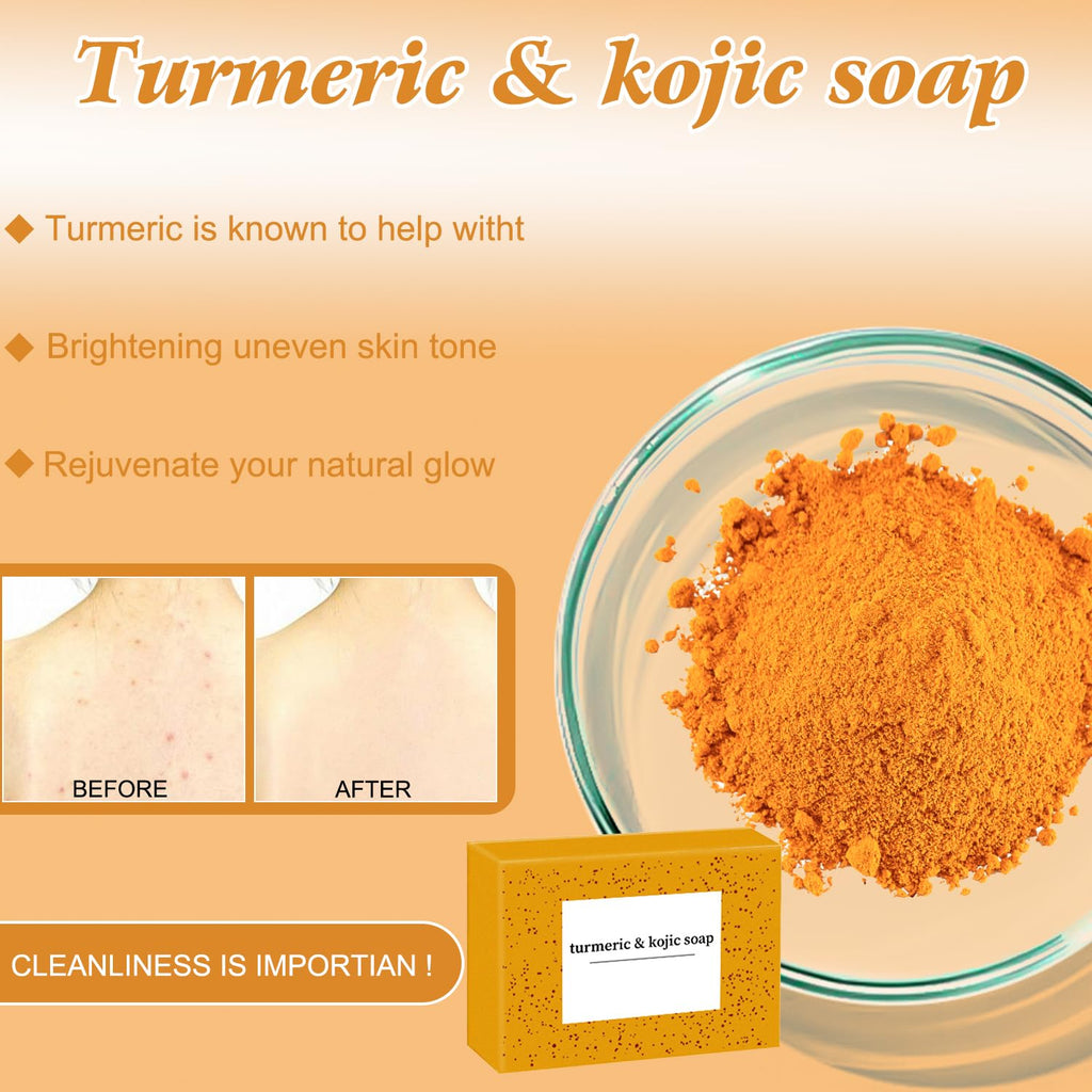 HEPANIO Turmeric Wash & Care 4-Piece Set | Facial Cleanser, Exfoliating Pads & Soap