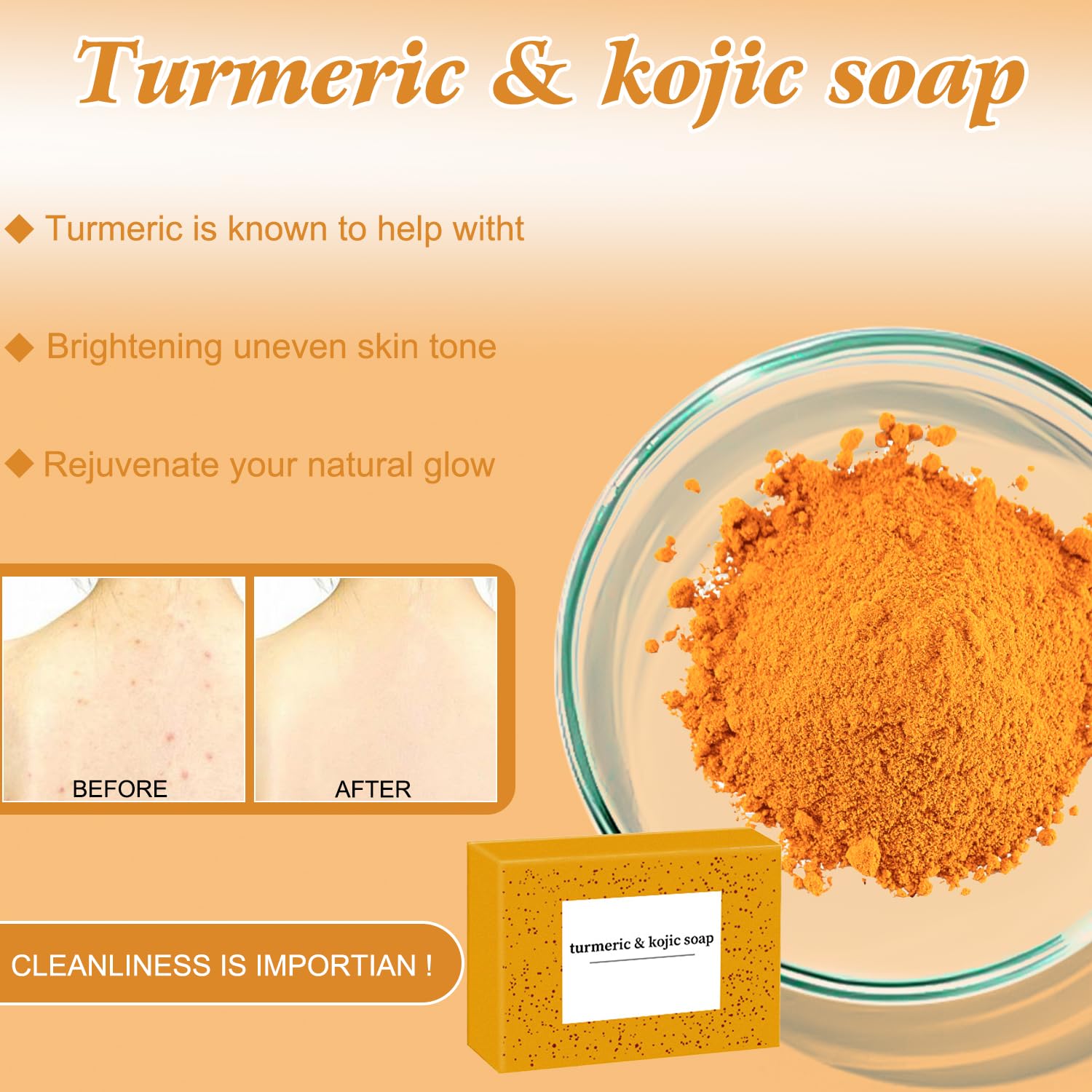 HEPANIO Turmeric Wash & Care 4-Piece Set | Facial Cleanser, Exfoliating Pads & Soap