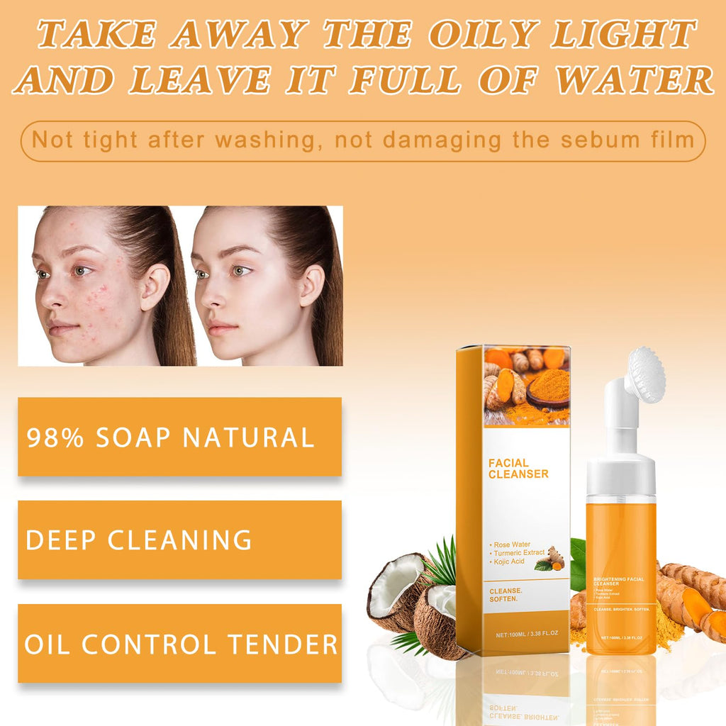 HEPANIO Turmeric Wash & Care 4-Piece Set | Facial Cleanser, Exfoliating Pads & Soap