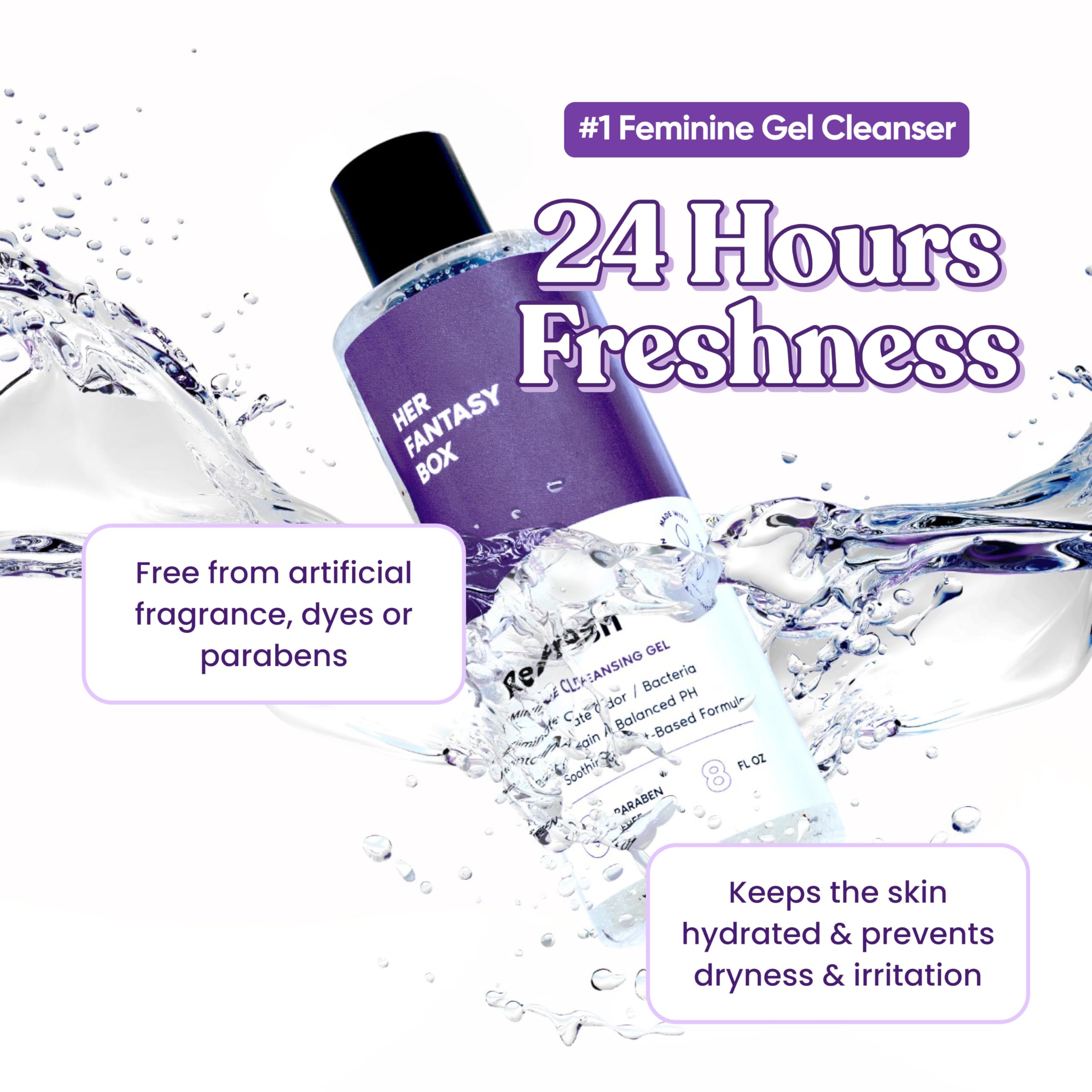 Her Fantasy Box Refresh pH Balancing Shower Gel – Natural Feminine Hygiene, 8 oz
