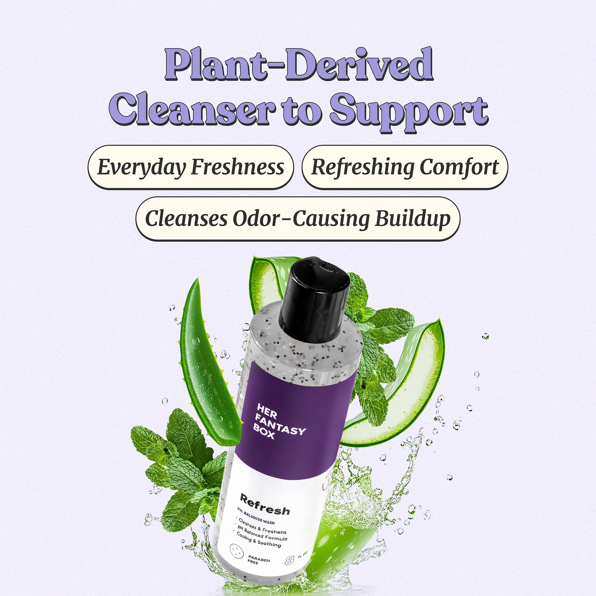 Her Fantasy Box Refresh pH Balancing Shower Gel – Natural Feminine Hygiene, 8 oz