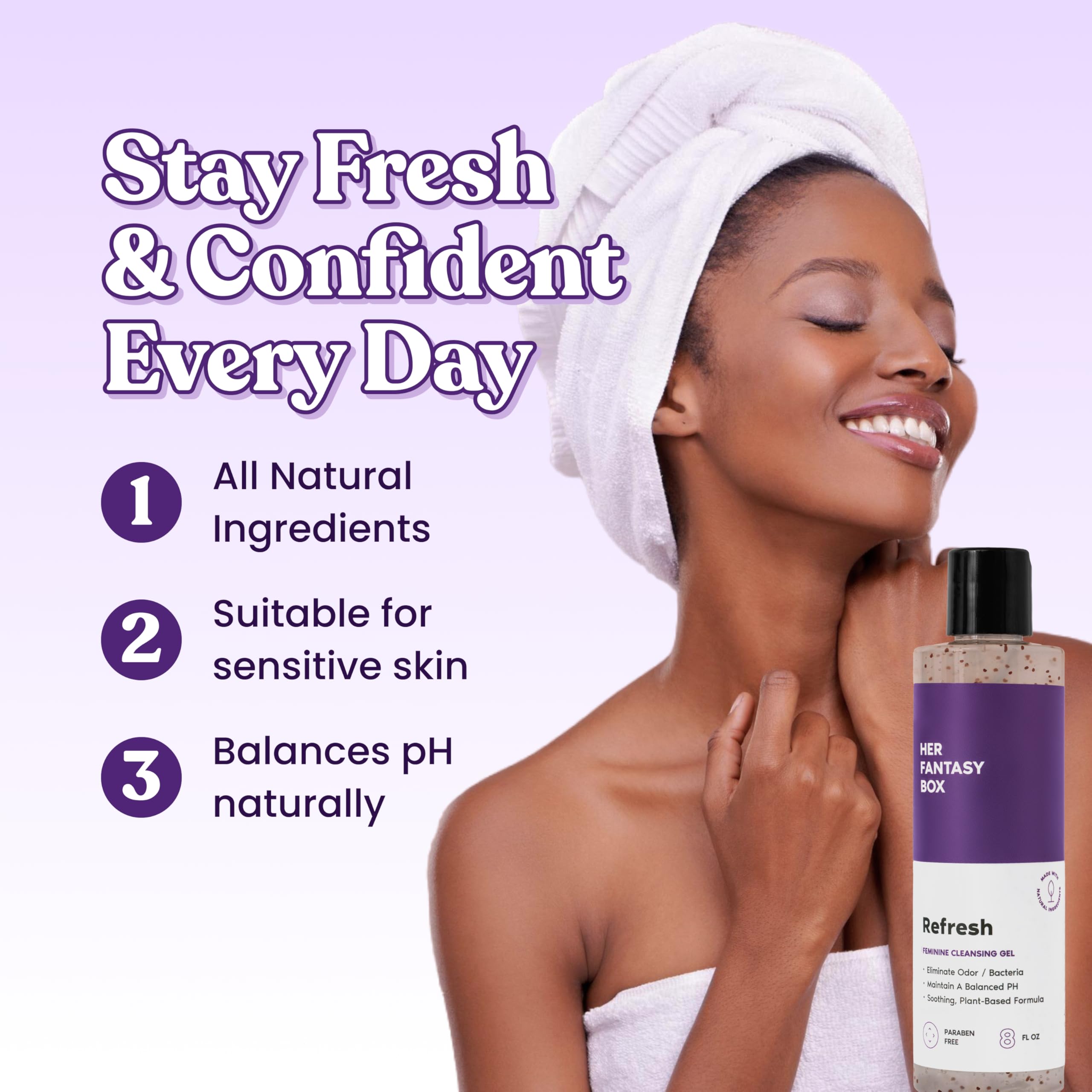 Her Fantasy Box Refresh pH Balancing Shower Gel – Natural Feminine Hygiene, 8 oz