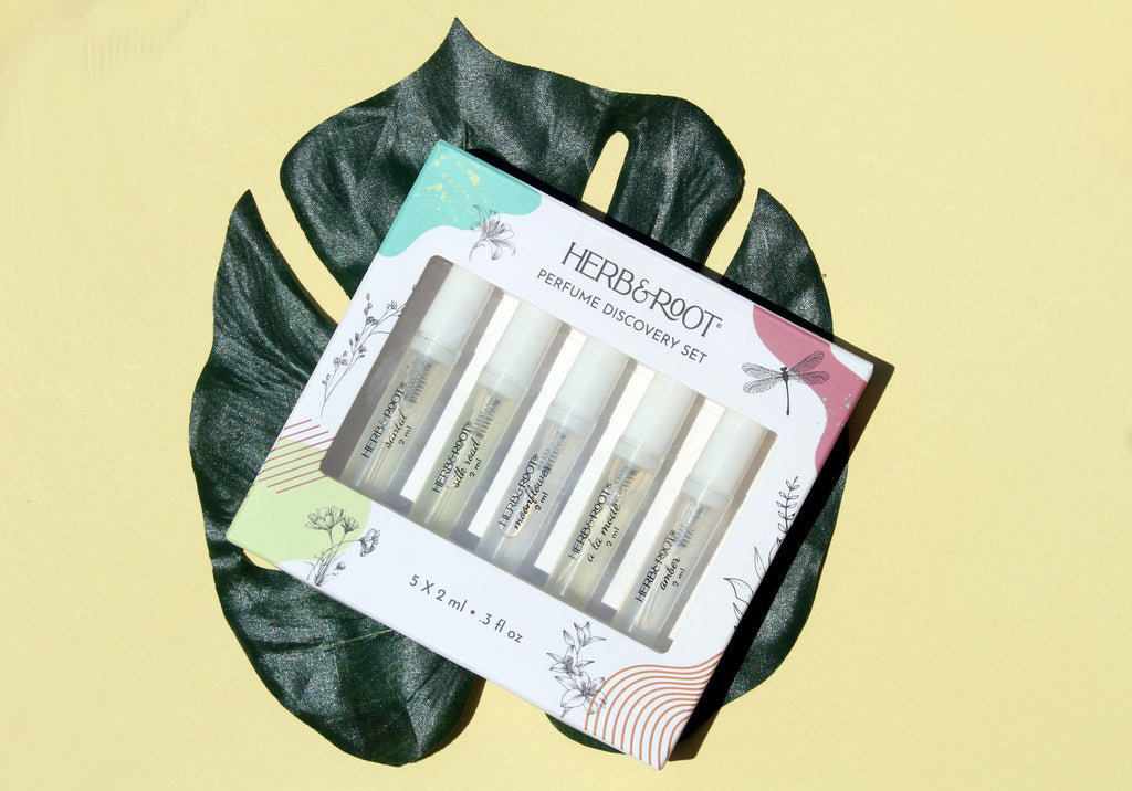 Herb & Root Perfume Discovery Set — 5 Clean, Gender-Neutral Fragrances (Paraben-Free)