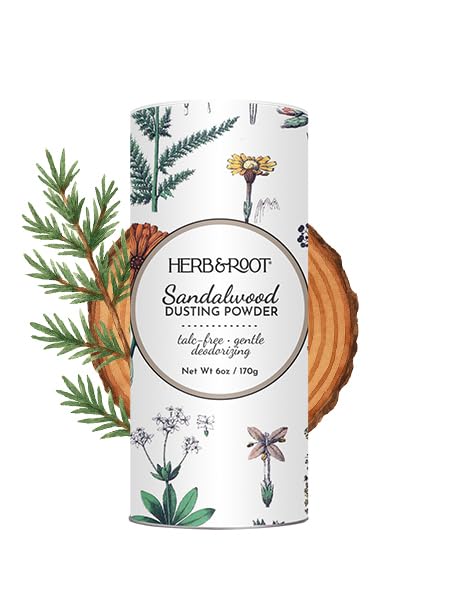 Herb & Root Sandalwood Talc-Free Dusting Powder – Arrowroot, Oats & Magnesium