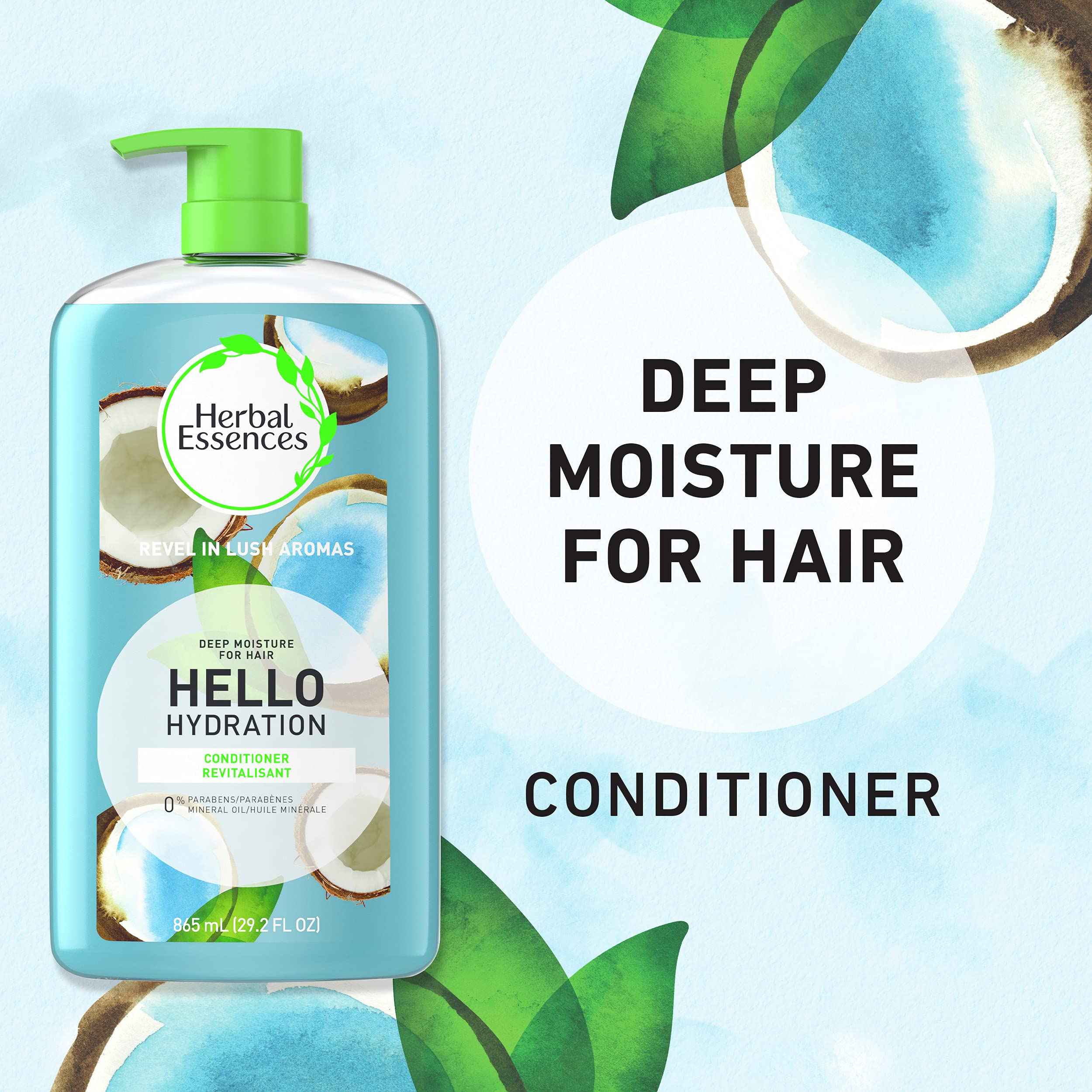 Herbal Essences Hello Hydration Shampoo & Conditioner Set – Moisturizing, Paraben Free, Color-Safe, Coconut