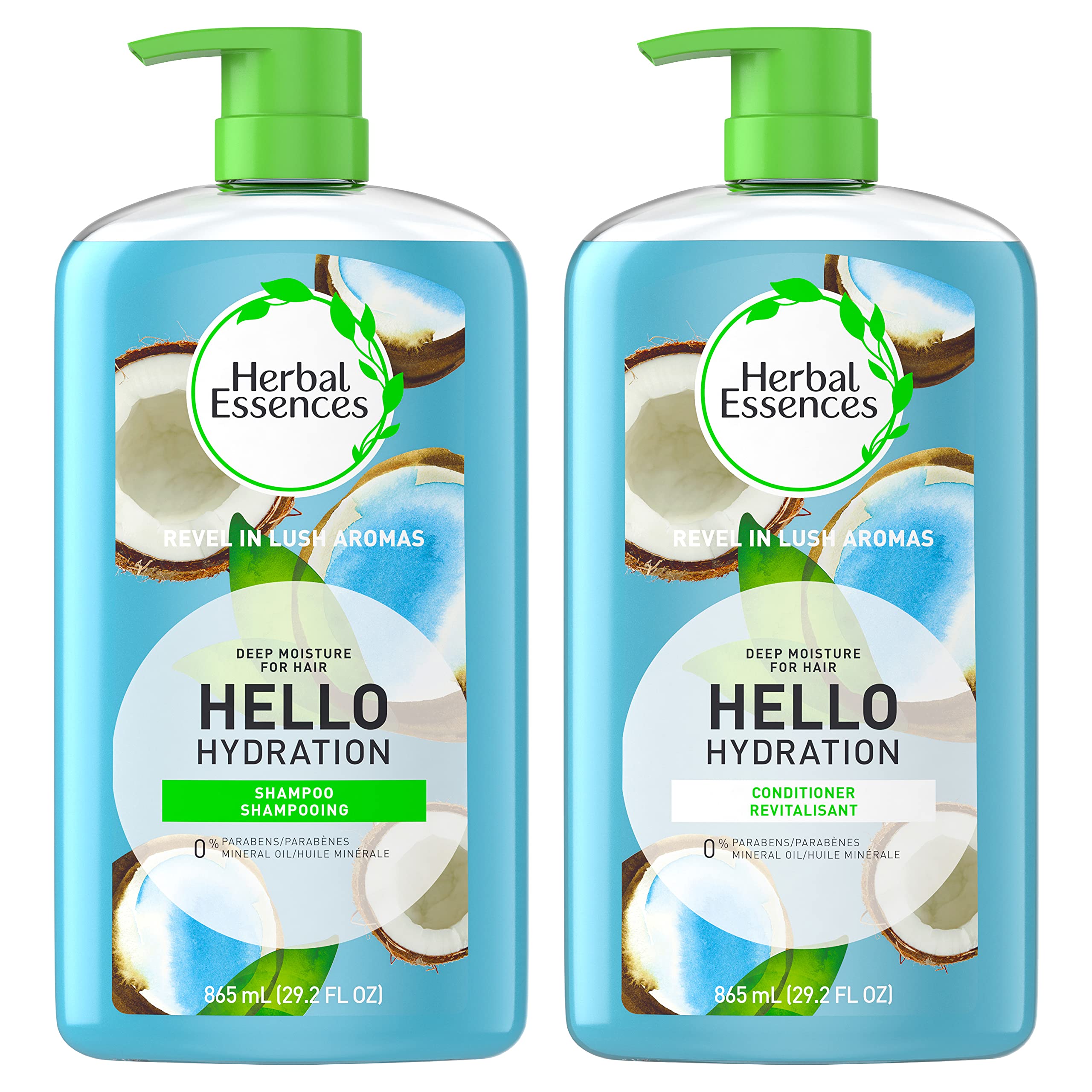 Herbal Essences Hello Hydration Shampoo & Conditioner Set – Moisturizing, Paraben Free, Color-Safe, Coconut