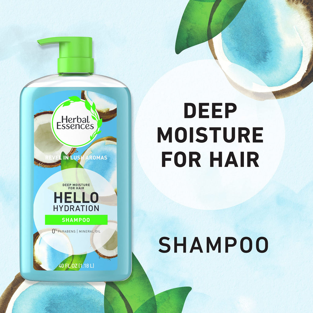 Herbal Essences Hello Hydration Shampoo & Conditioner Set – Moisturizing, Paraben Free, Color-Safe, Coconut