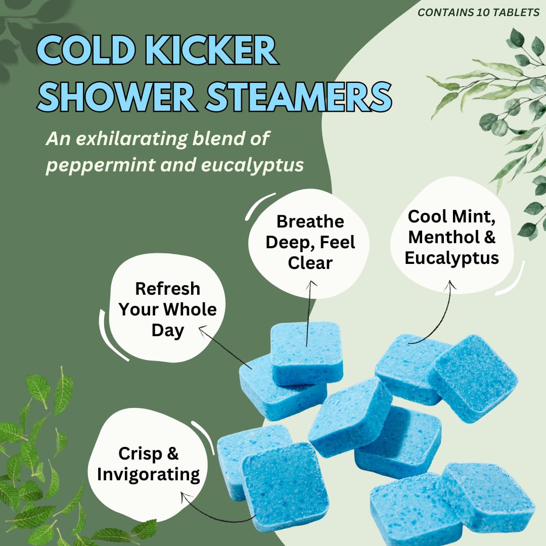The Herbal Zen Cold Kicker Shower Steamers – Peppermint & Eucalyptus | USA Made (20 Pack)