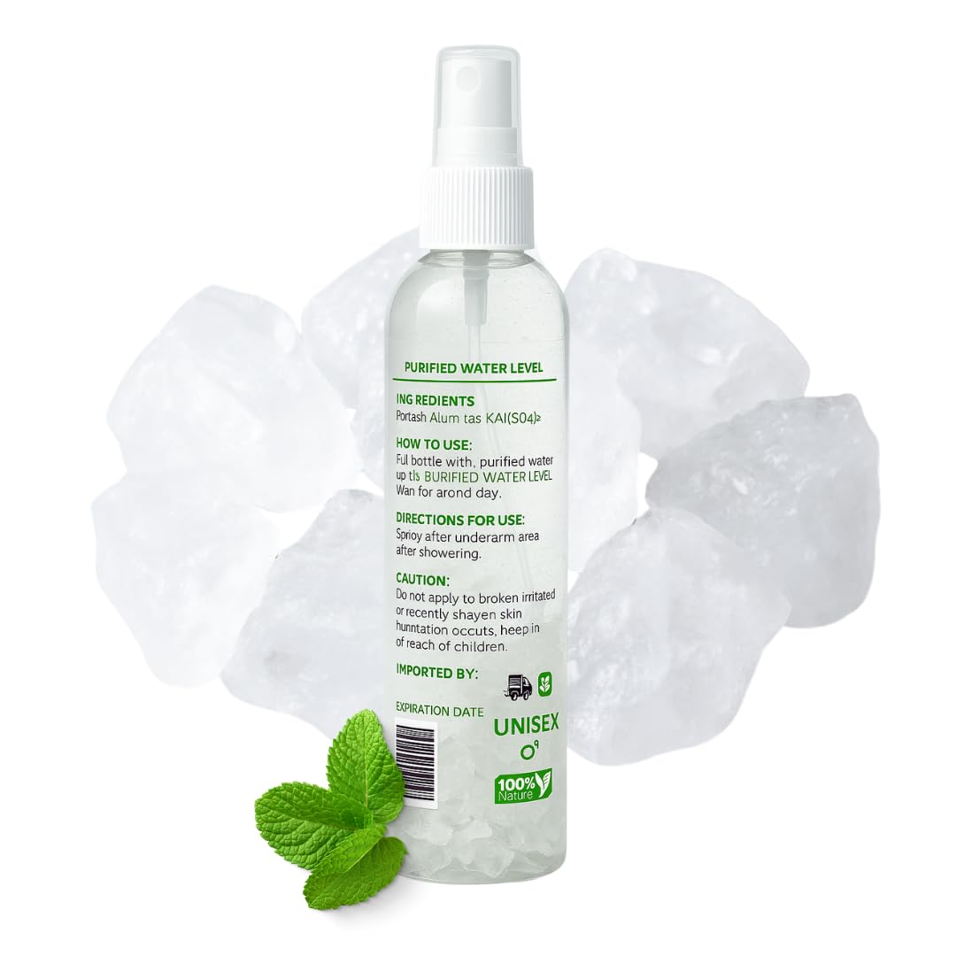 Herbalista 2 Bottles – Natural Alum Crystal Deodorant Spray, Refillable 80g Each – Aluminum-Free, Long-Lasting