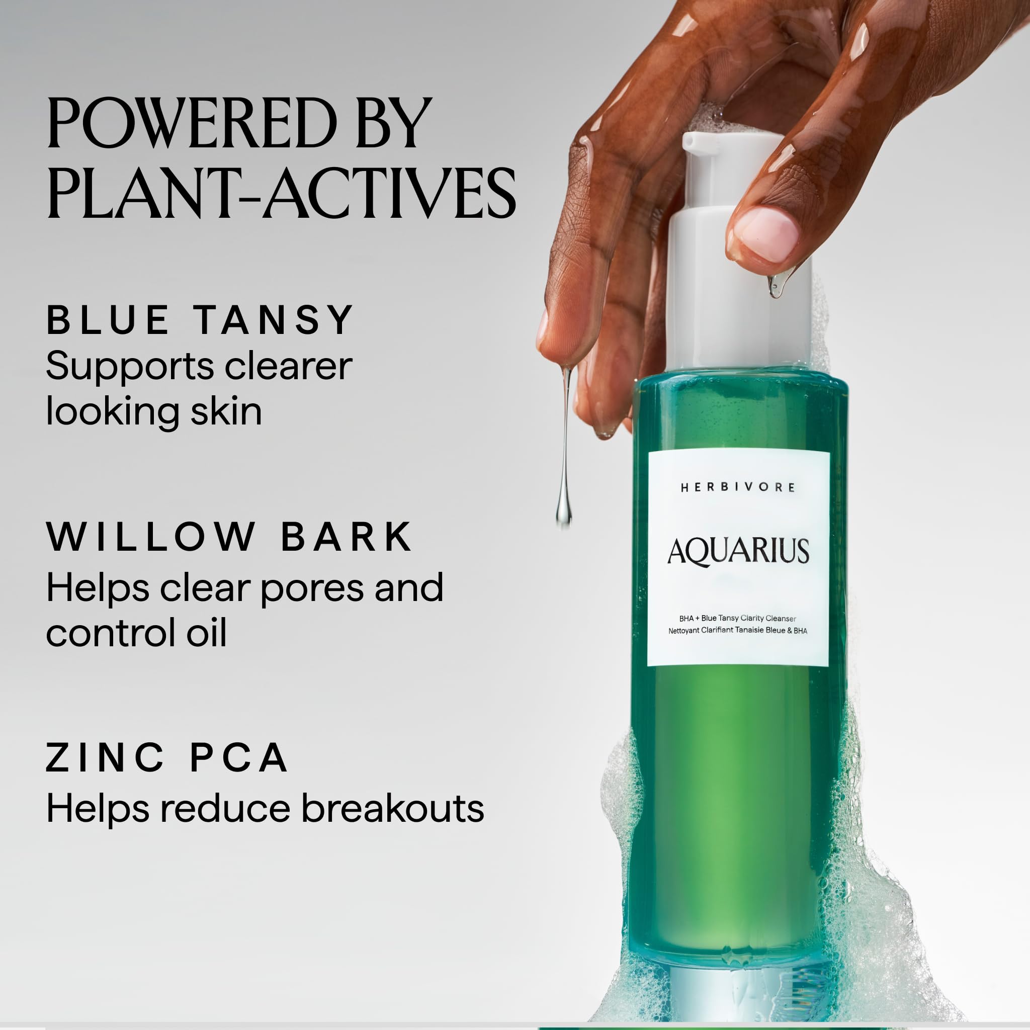 HERBIVORE Aquarius BHA + Blue Tansy Cleanser – Deep Pore Cleansing for Oily-Combination Skin