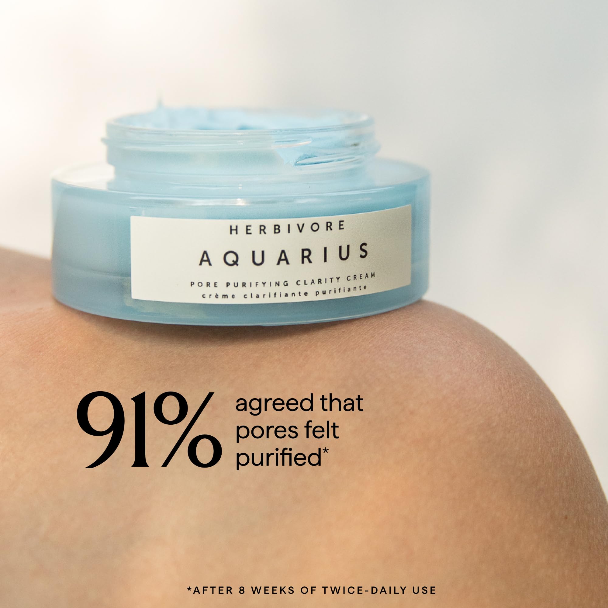 HERBIVORE Aquarius Pore Purifying Clarity Cream – Daily Moisturizer with BHA for Oily Skin, Vegan & Cruelty-Free, 50mL