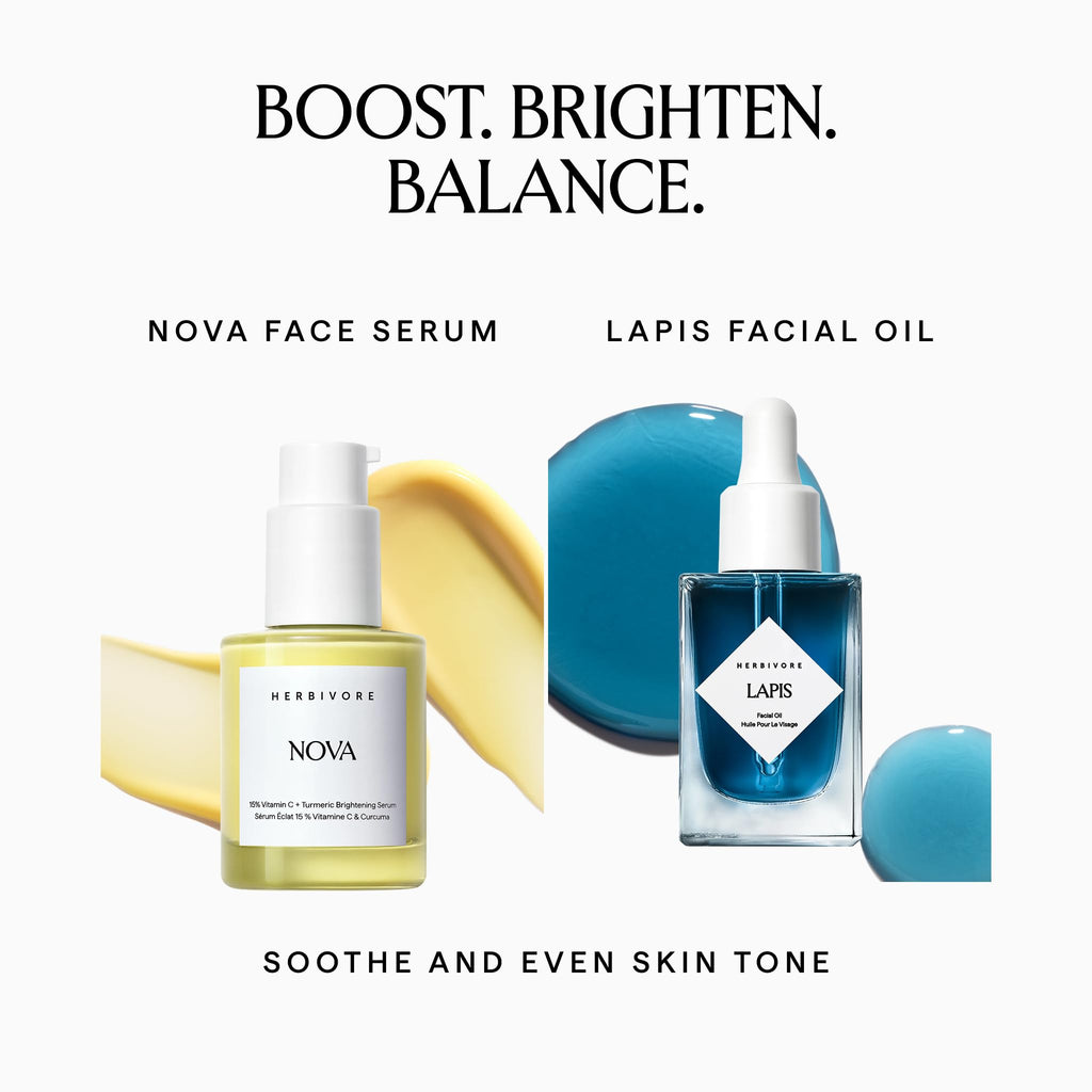 HERBIVORE Brighten + Balance Skincare Set – Nova Vitamin C Serum + Lapis Blue Tansy Oil