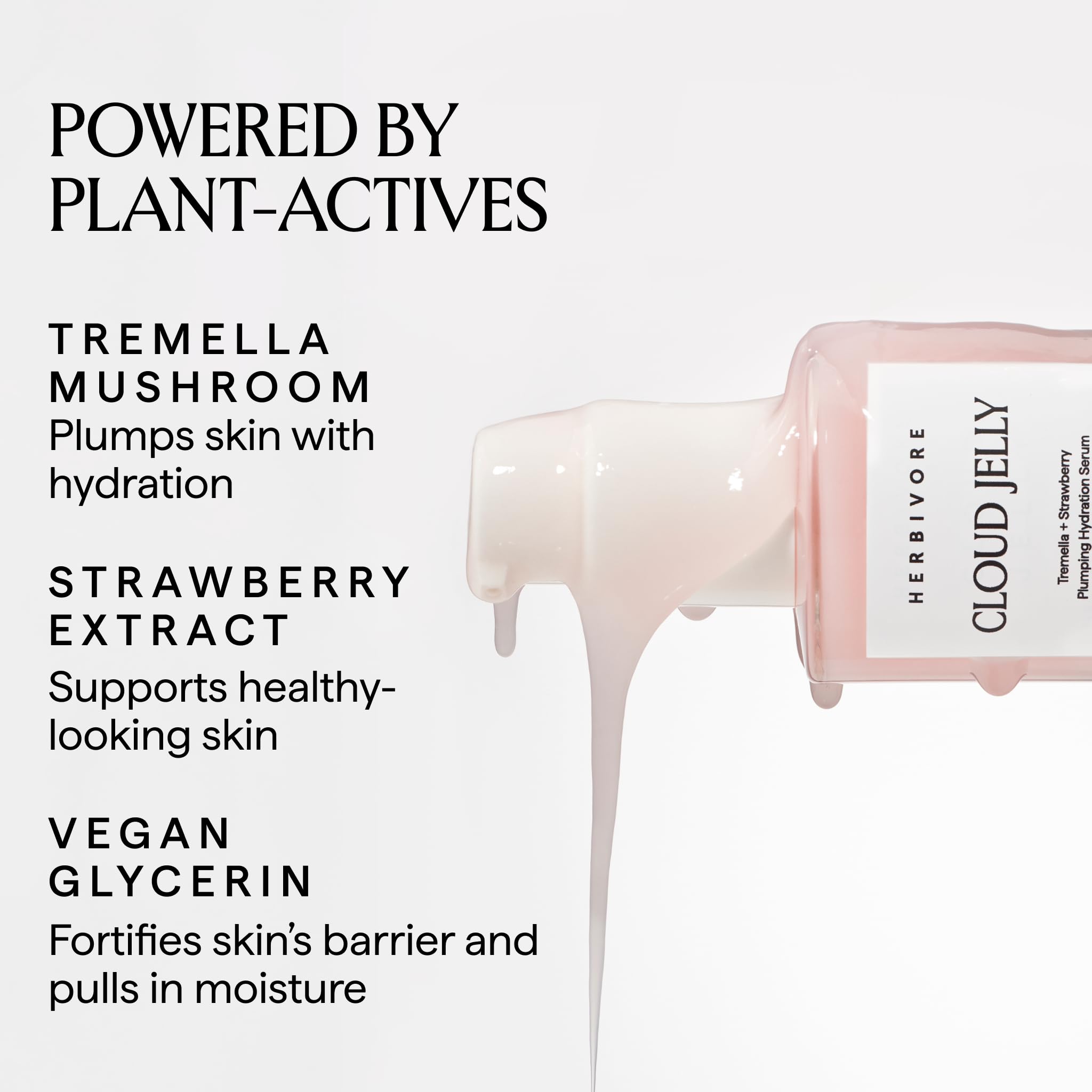 HERBIVORE Cloud Jelly Plumping Hydration Serum | Tremella + Strawberry, Lightweight for All Skin Types