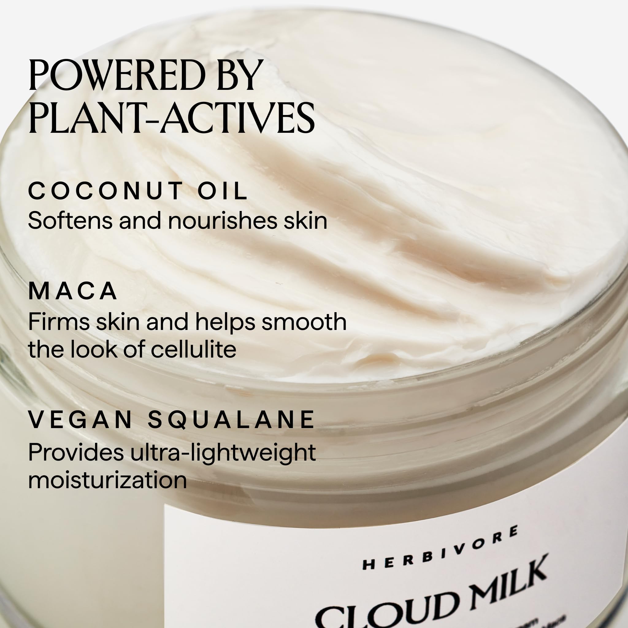 HERBIVORE Cloud Milk Coconut + Maca Firming Body Cream | Fast-Absorbing Vegan Moisturizer