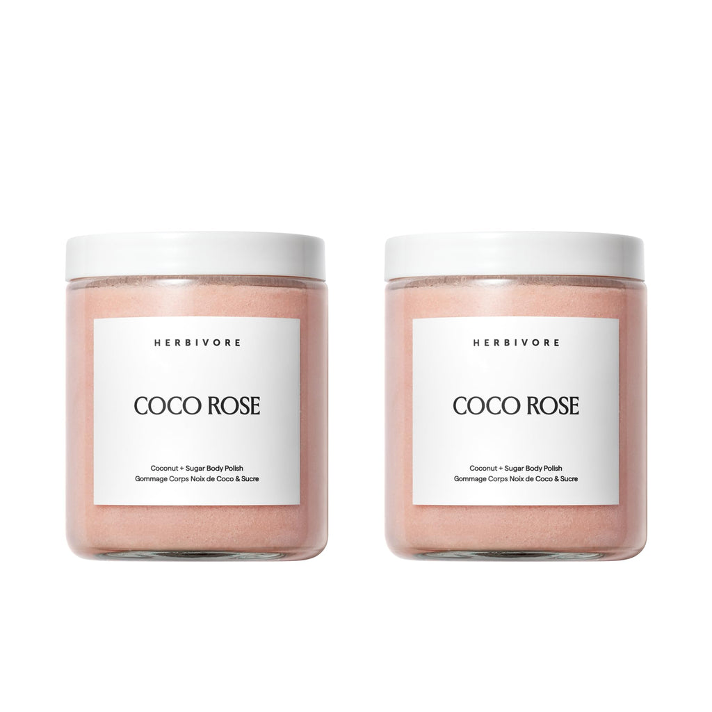 HERBIVORE Coco Rose Coconut Oil Body Polish | Vegan Exfoliating Scrub with Shea Butter – 2-Pack (237 mL / 8 oz each)