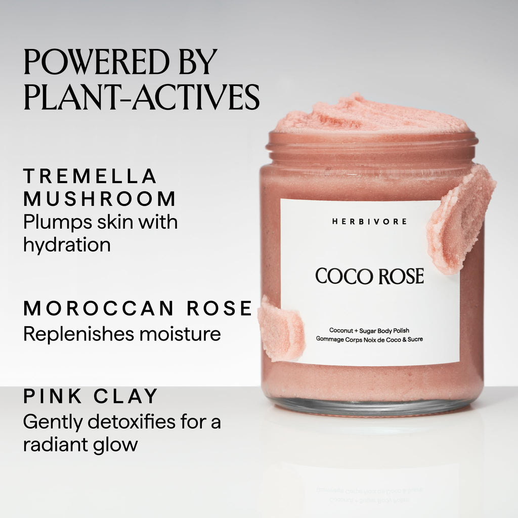 HERBIVORE Coco Rose Coconut Oil Body Polish | Vegan Exfoliating Scrub with Shea Butter – 2-Pack (237 mL / 8 oz each)
